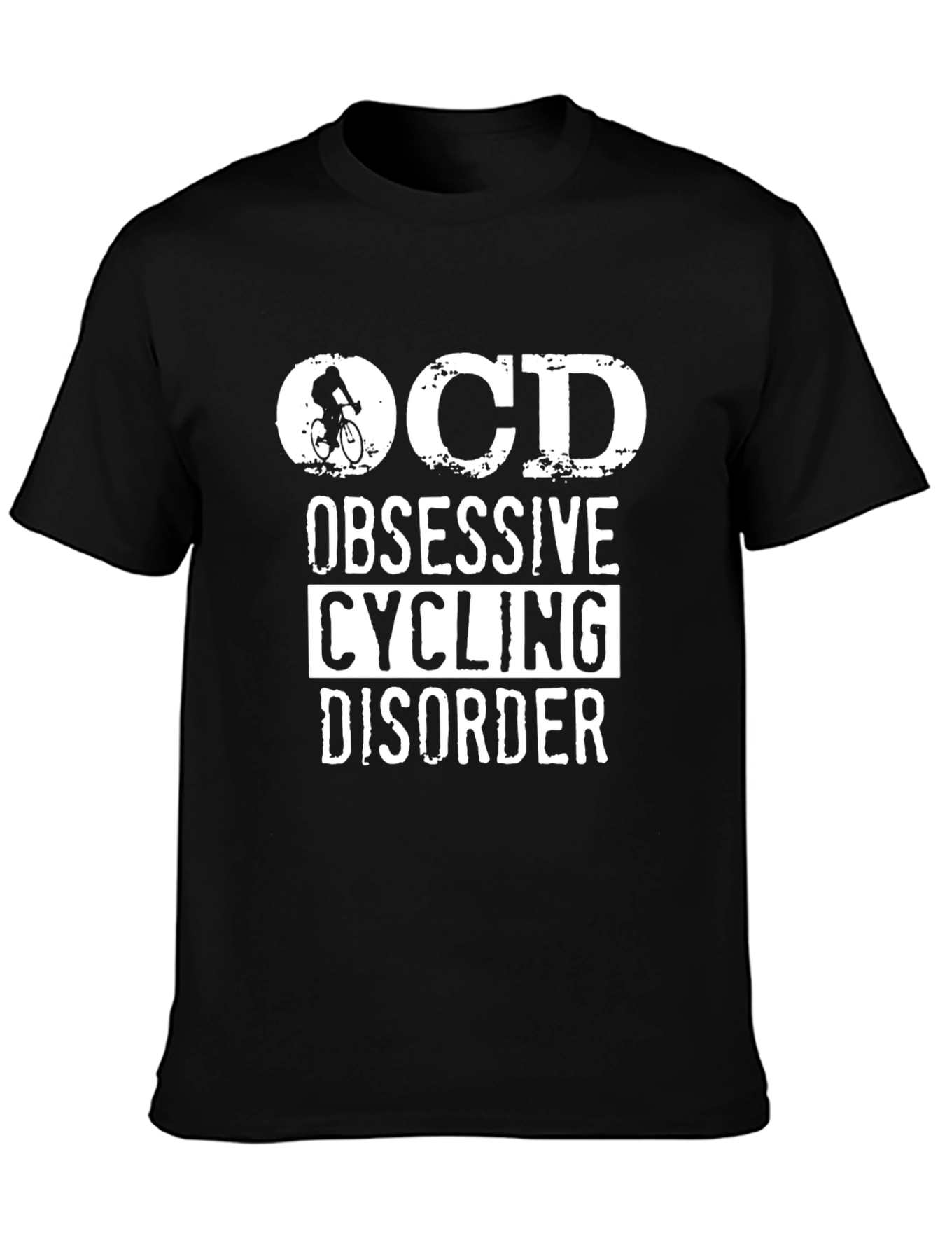 Black OCD Obsessive Cycling Disorder Funny T-Shirt view 3