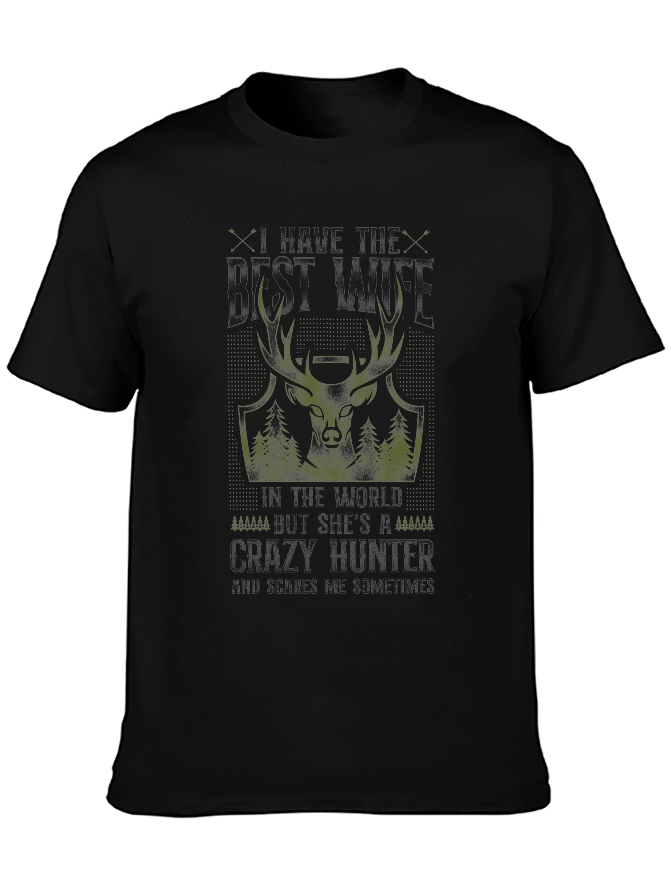 Black Deer Hunter Graphic Tee - Black Cotton T-Shirt view 3
