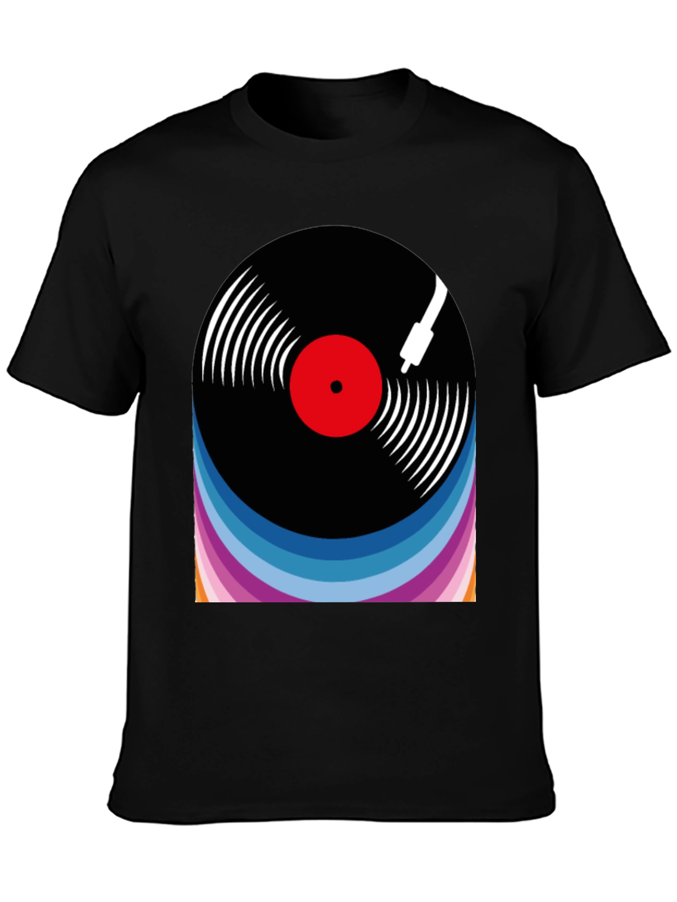 Black Retro Vinyl Record Graphic Tee view 3