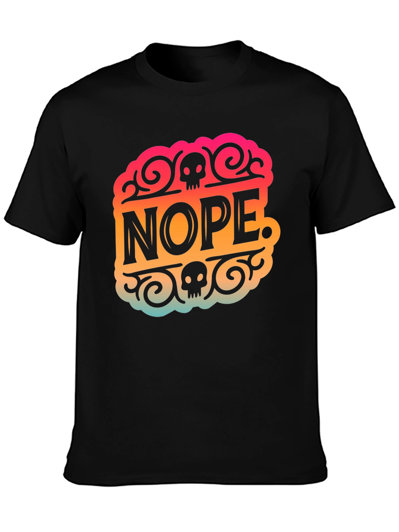 Black Nope Skull Graphic T-Shirt view 3
