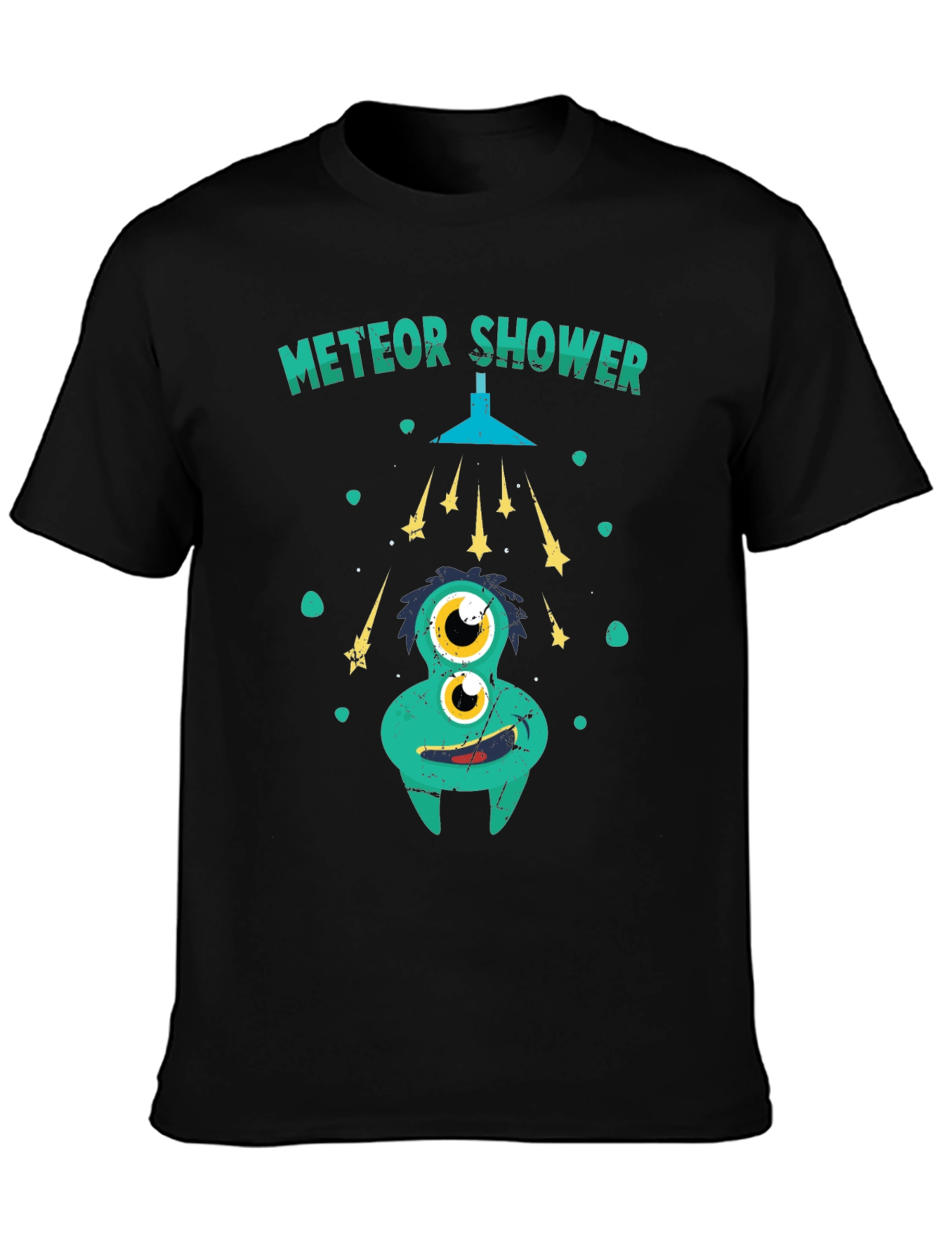 Black Meteor Shower Funny Graphic Tee view 3