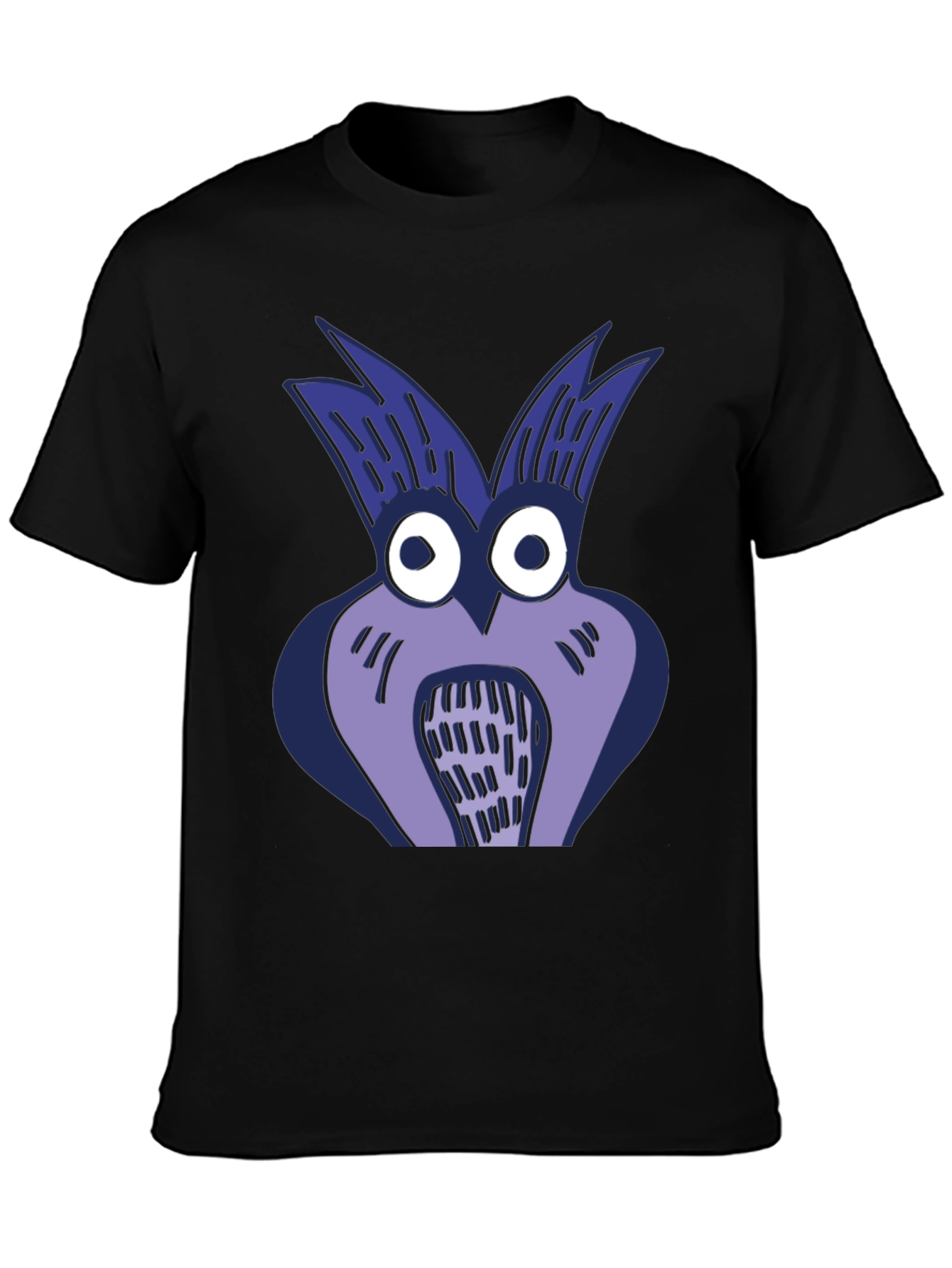 Black Whimsical Owl Graphic Tee - Unique Cartoon Design view 3