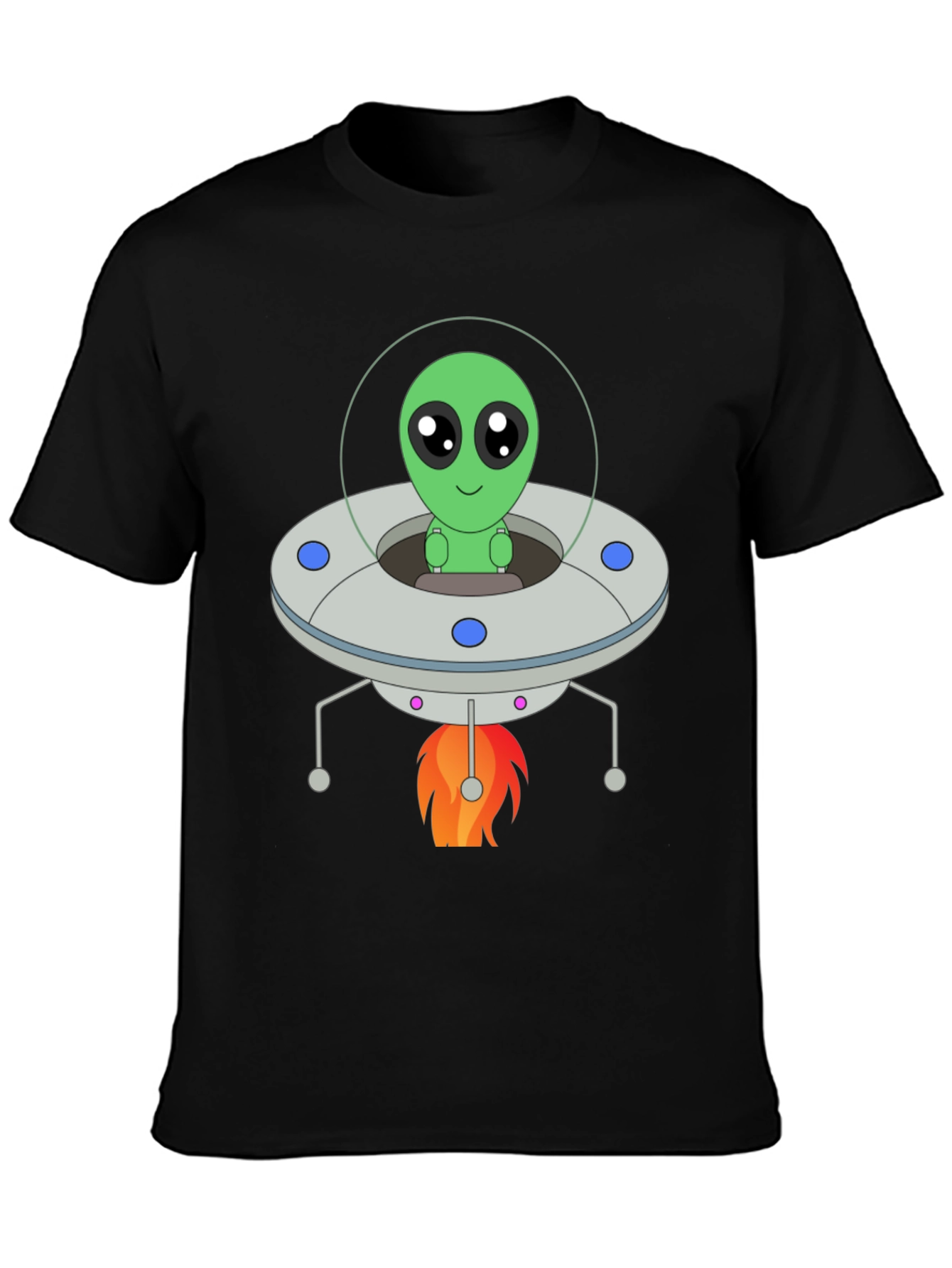 Black Alien UFO T-Shirt - Black Graphic Tee view 3