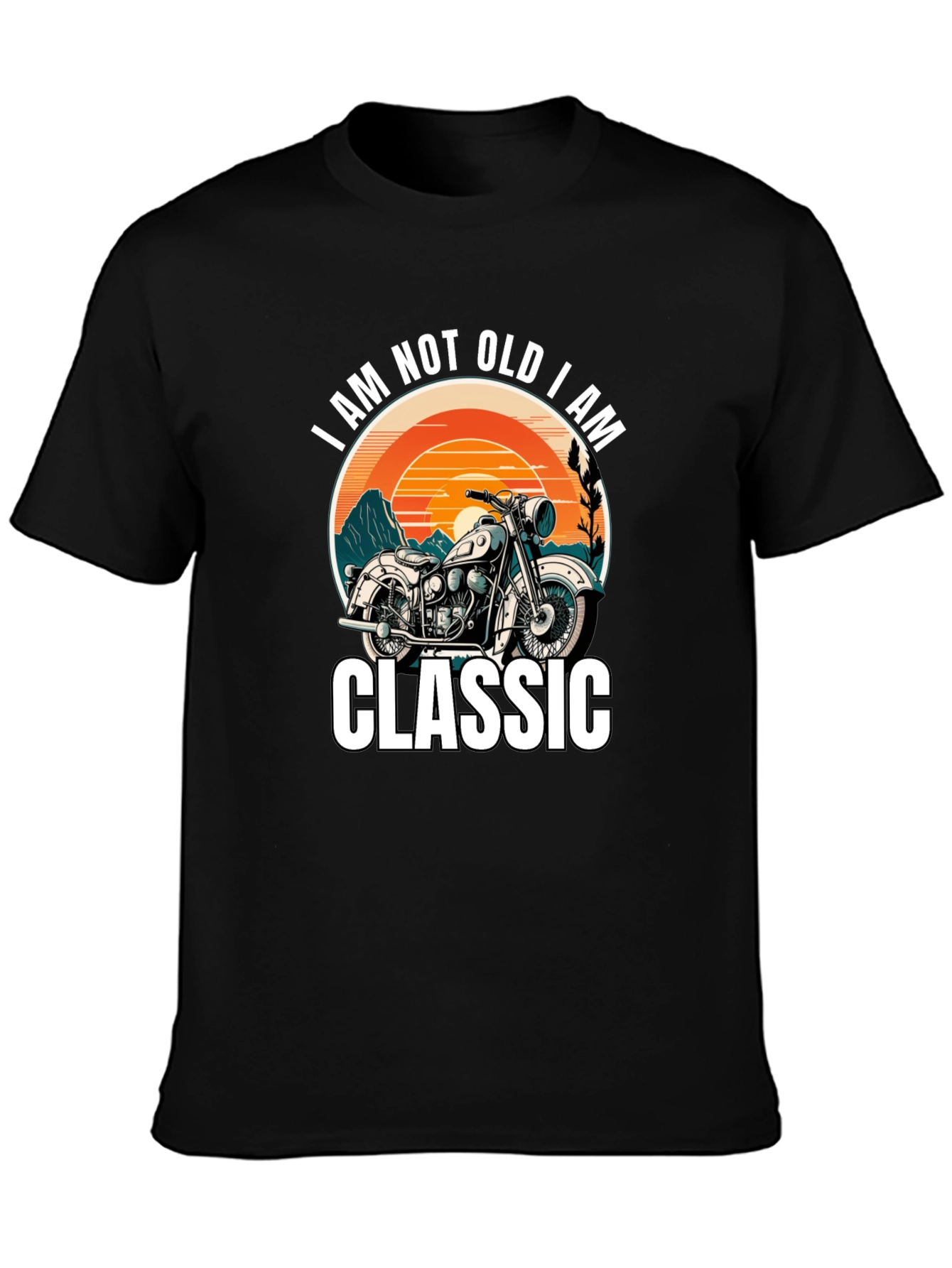 Black Classic Motorcycle T-Shirt - I Am Not Old view 3