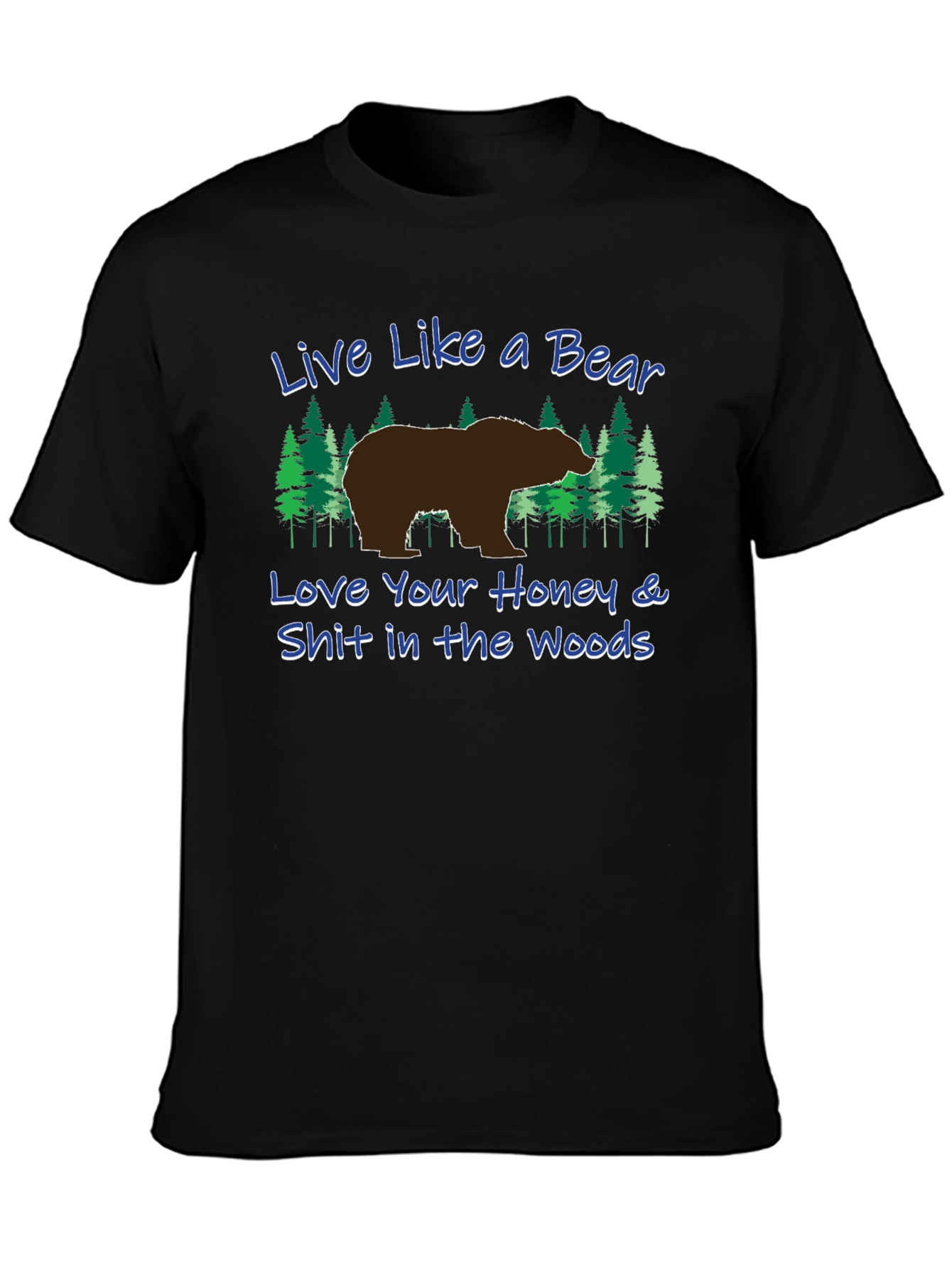 Black Live Like a Bear Graphic Tee - Black Unisex T-Shirt view 3