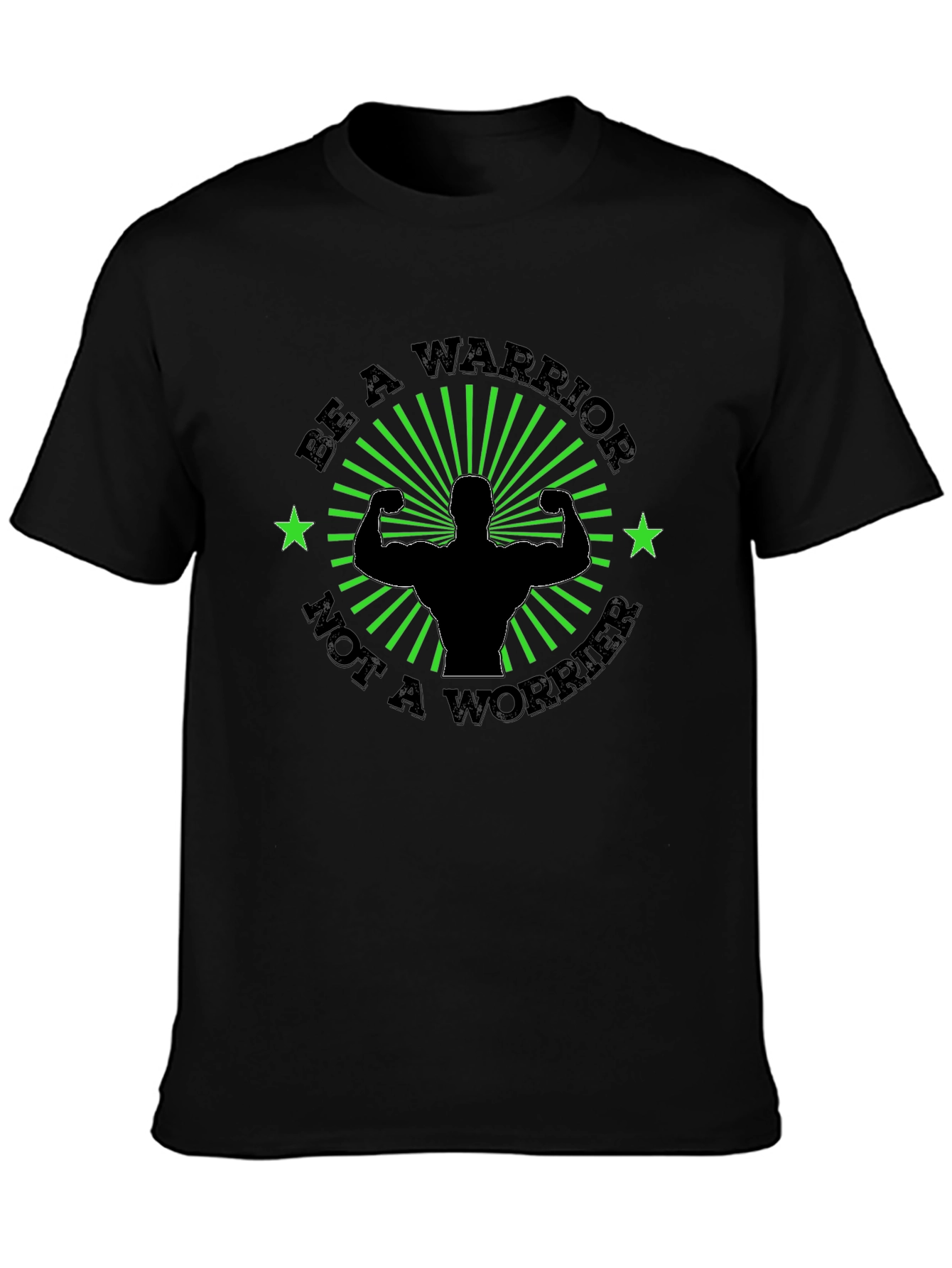 Black Be A Warrior Motivational Graphic Tee view 3