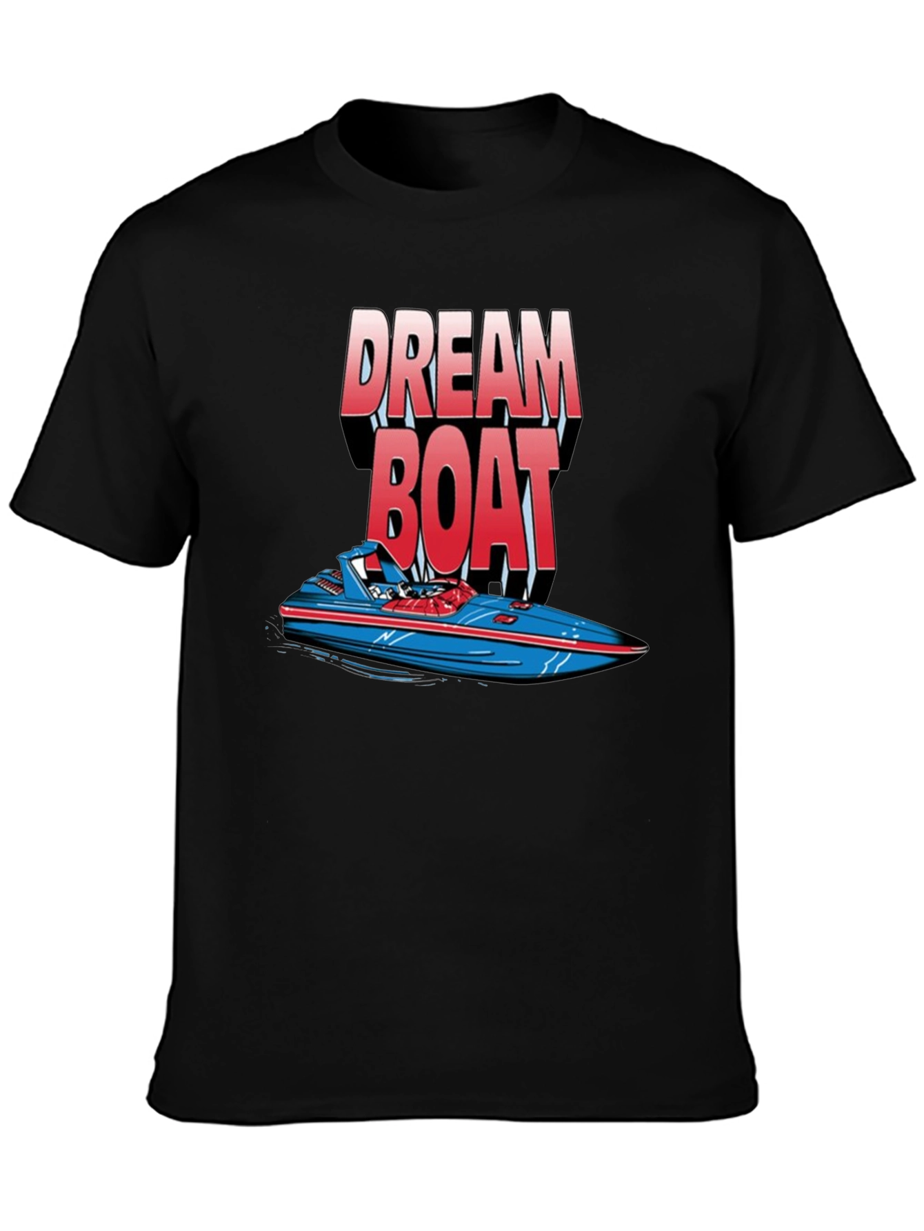 Black Dream Boat Graphic T-Shirt - Black Cotton Tee view 3