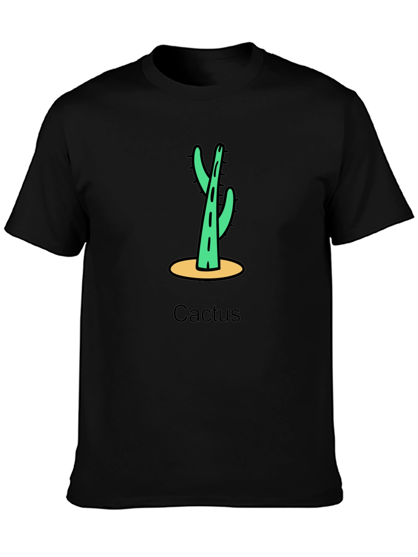 Black Cactus Graphic Tee - Casual Desert Style view 3