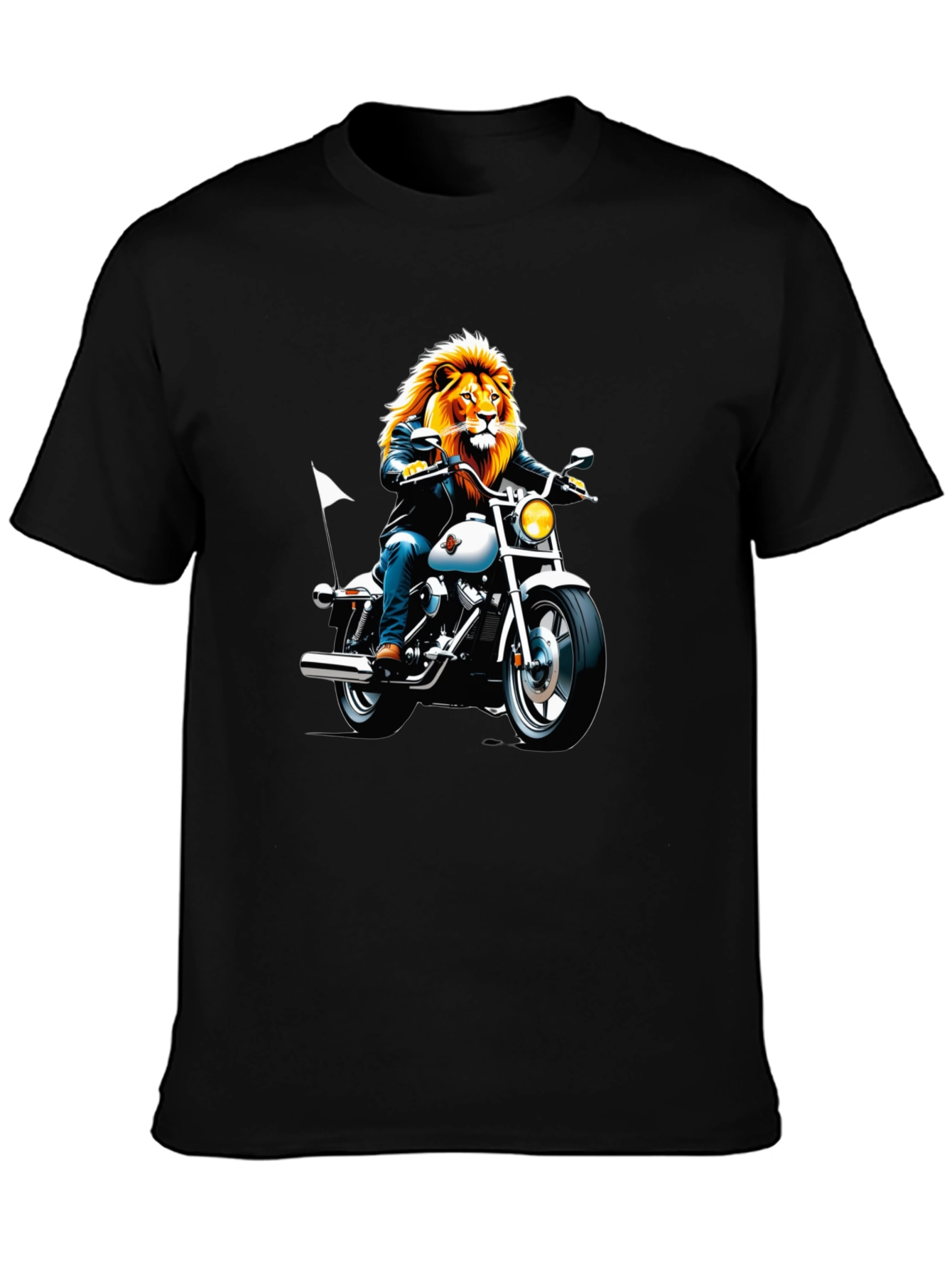 Black Lion Biker Graphic T-Shirt - Black view 3