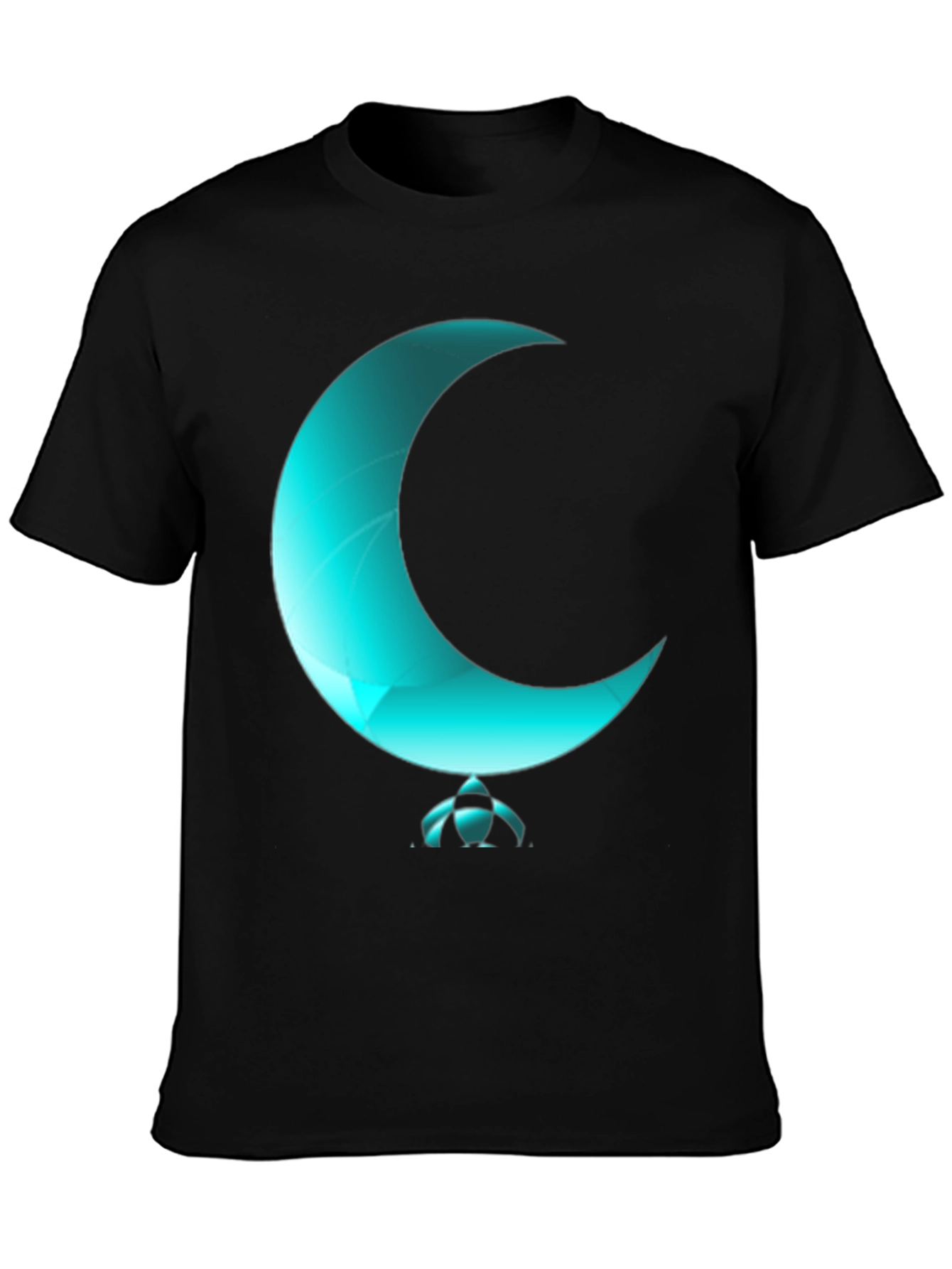 Black Turquoise Crescent Moon Graphic T-Shirt view 3