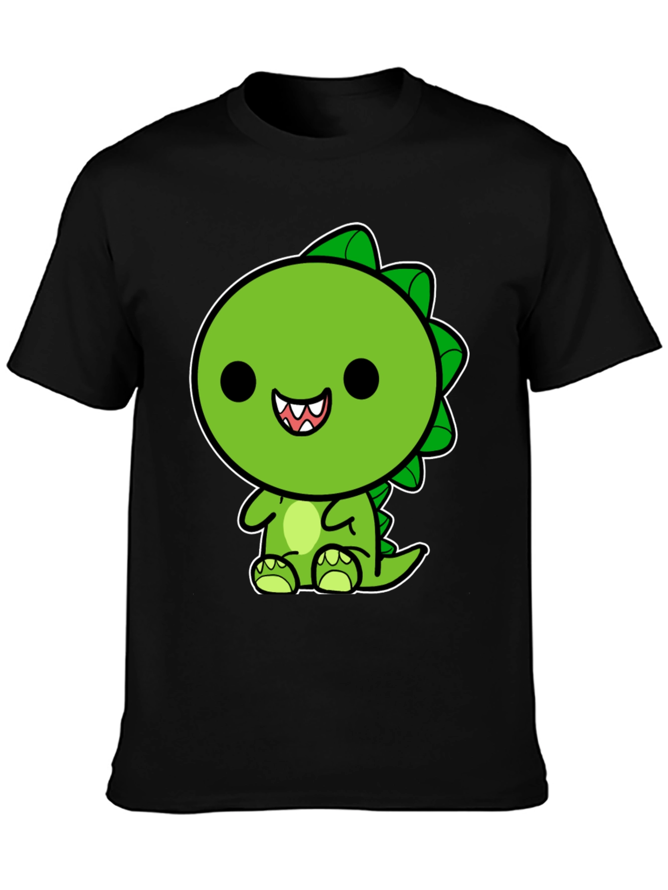 Black Cute Kawaii Dinosaur Graphic T-Shirt view 3
