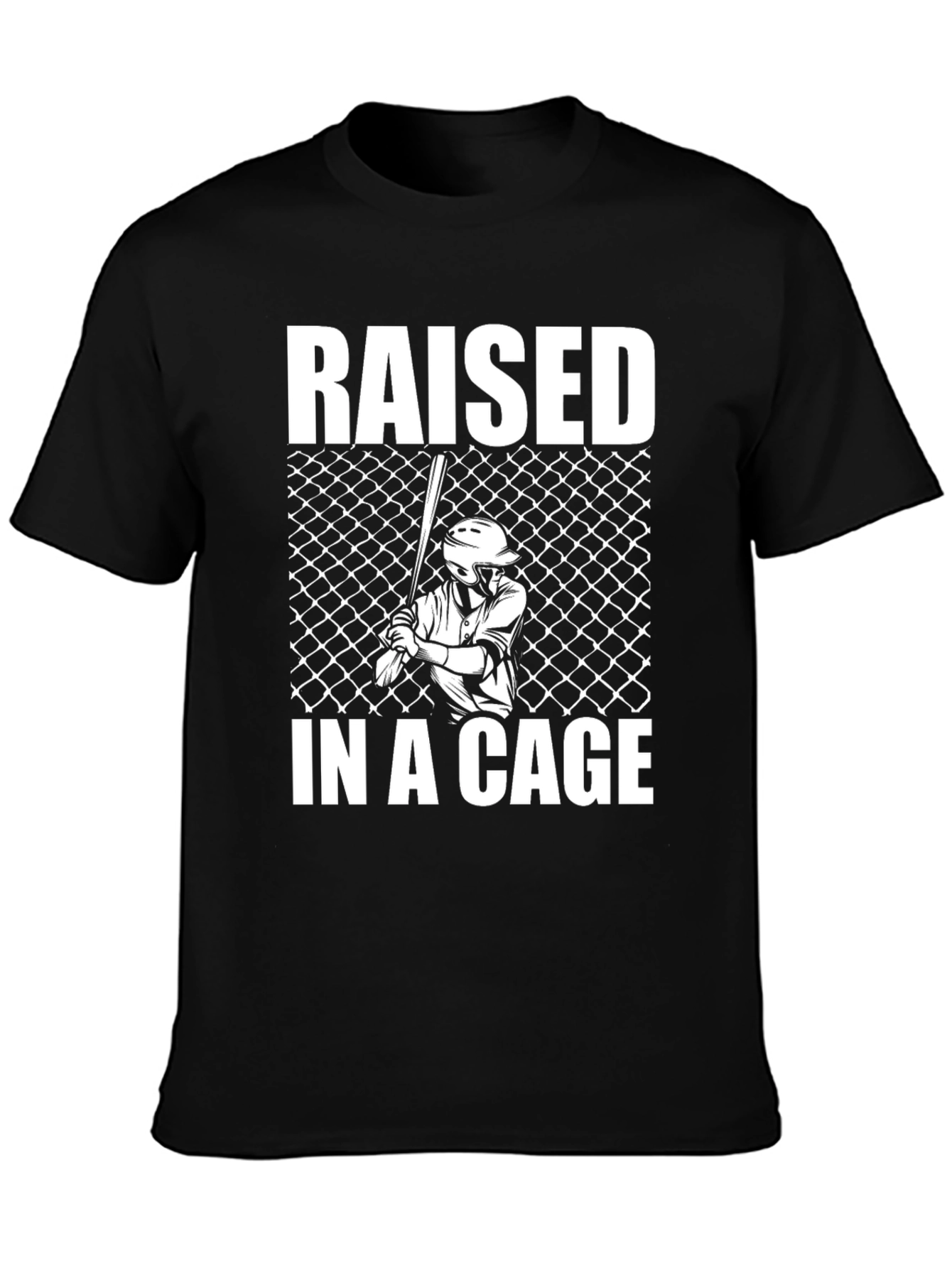 Black Raised in a Cage Baseball T-Shirt view 3