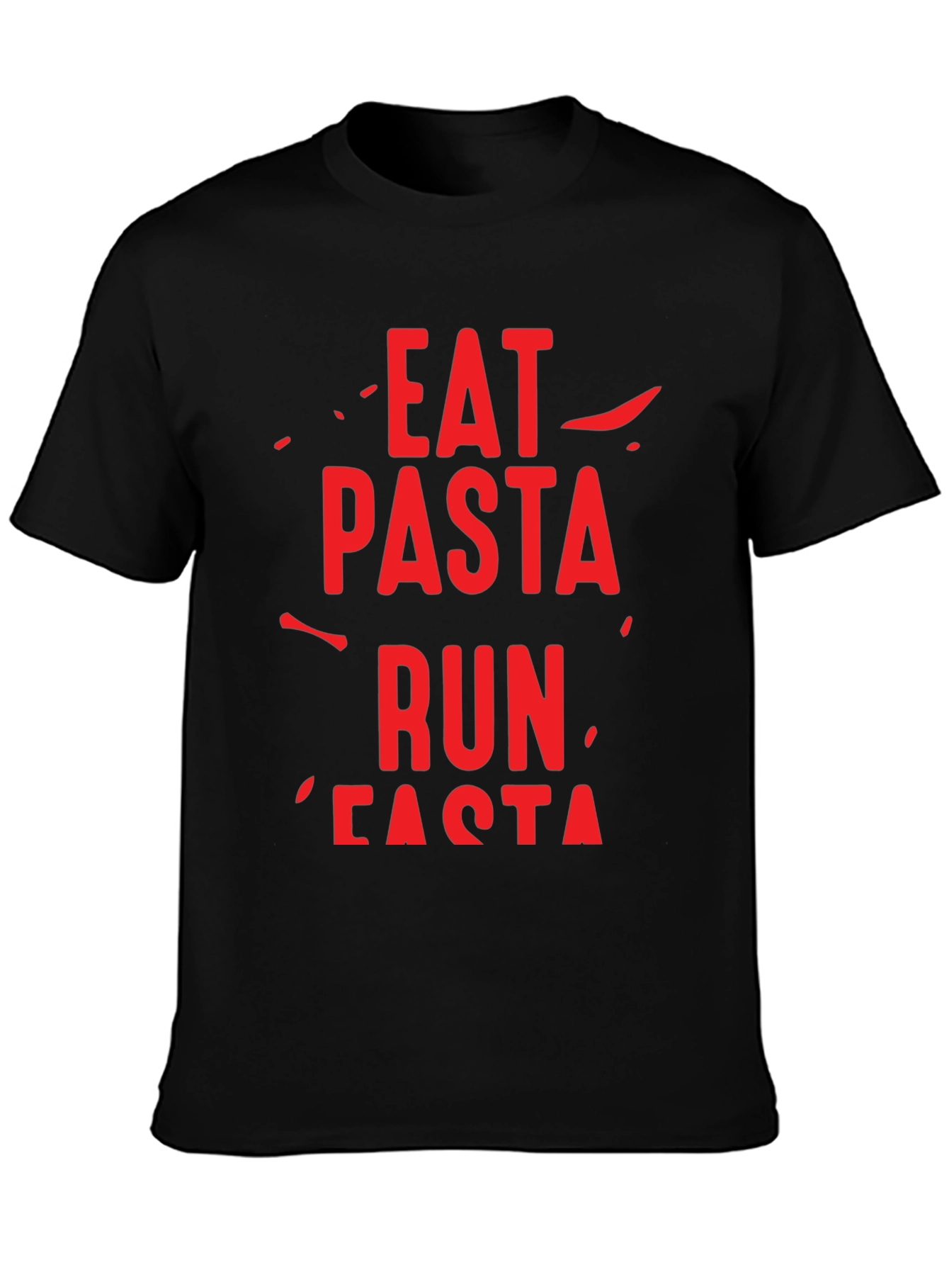 Black Eat Pasta Run Fasta Graphic T-Shirt view 3