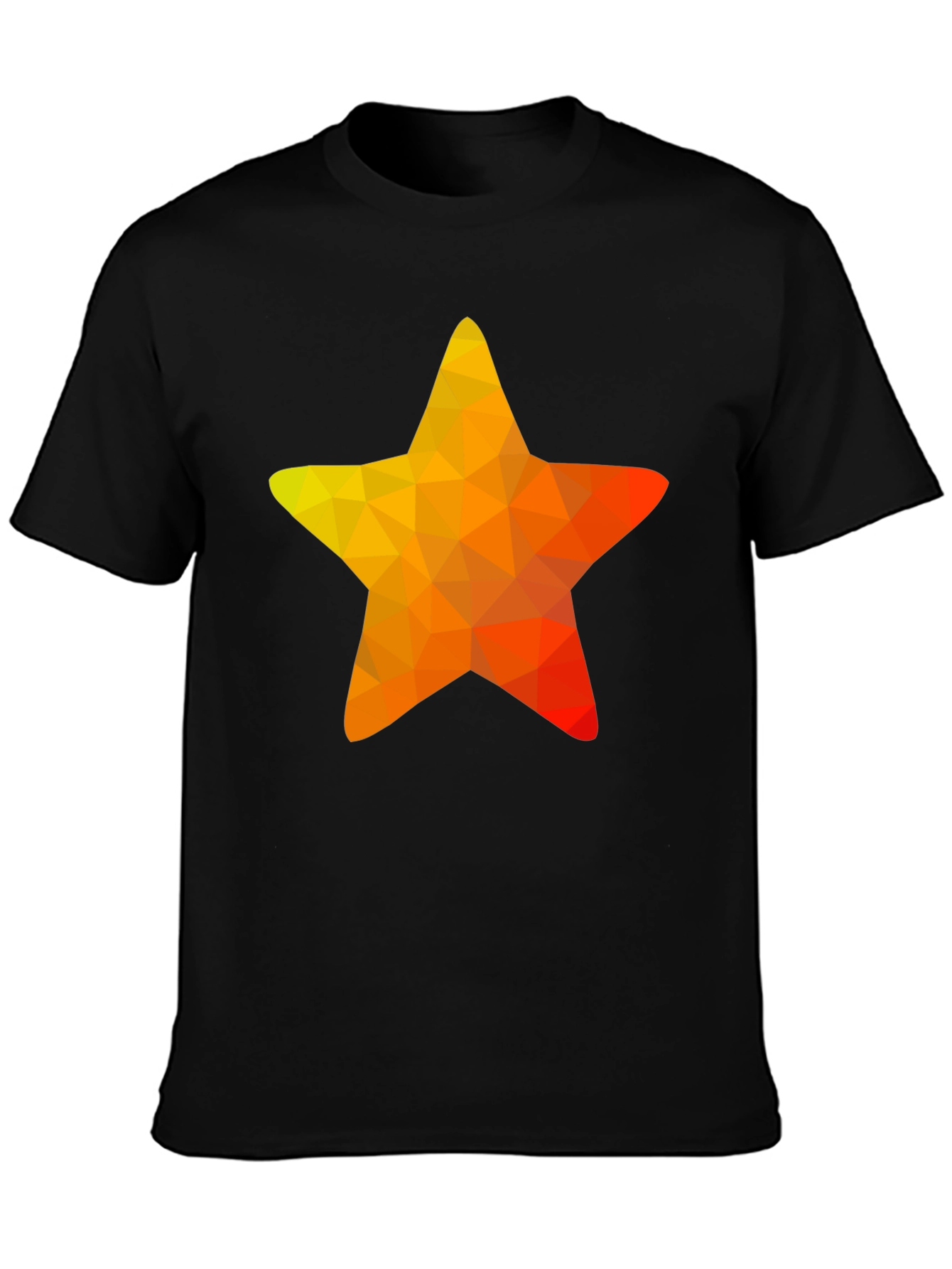 Black Geometric Star Graphic Tee - Casual Black T-Shirt view 3