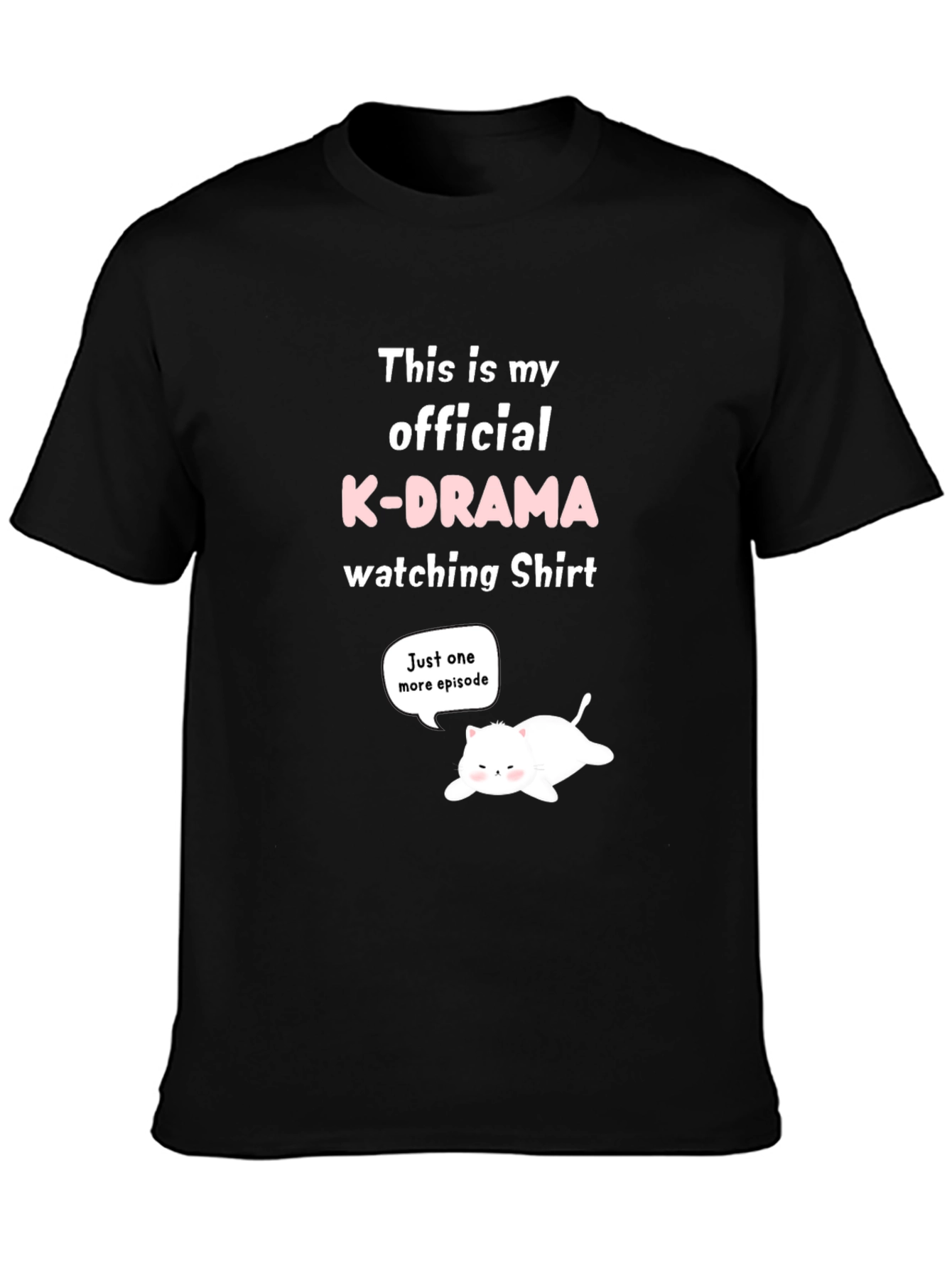 Black K-Drama Watching Shirt - Funny Cat Tee view 3