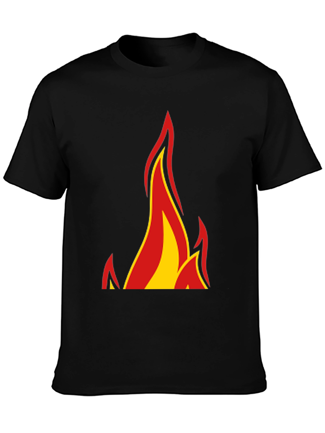 Black Fiery Graphic Tee - Bold Flame Design, Black Cotton Shirt view 3