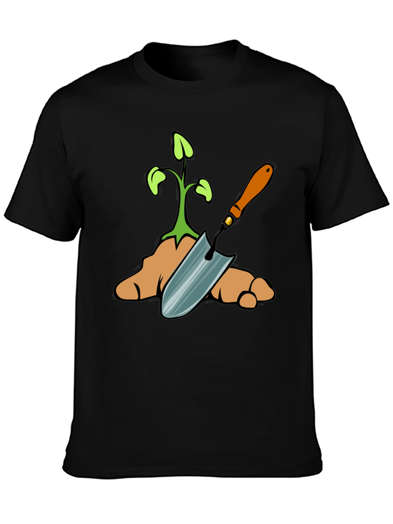 Black Gardening T-Shirt - Sprout & Trowel Design view 3