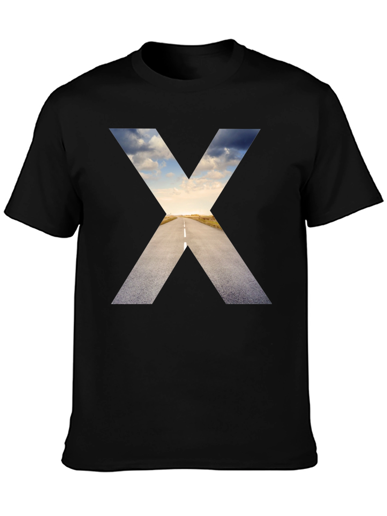 Black Road to Horizon Graphic Tee - Black Cotton Shirt view 3