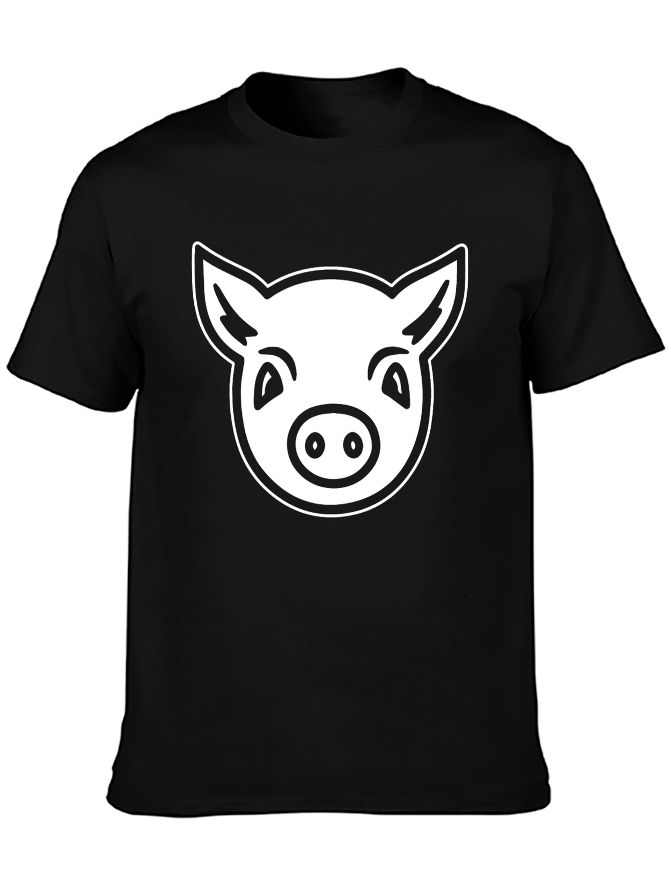 Black Pig Face Graphic T-Shirt - Black Cotton Tee view 3