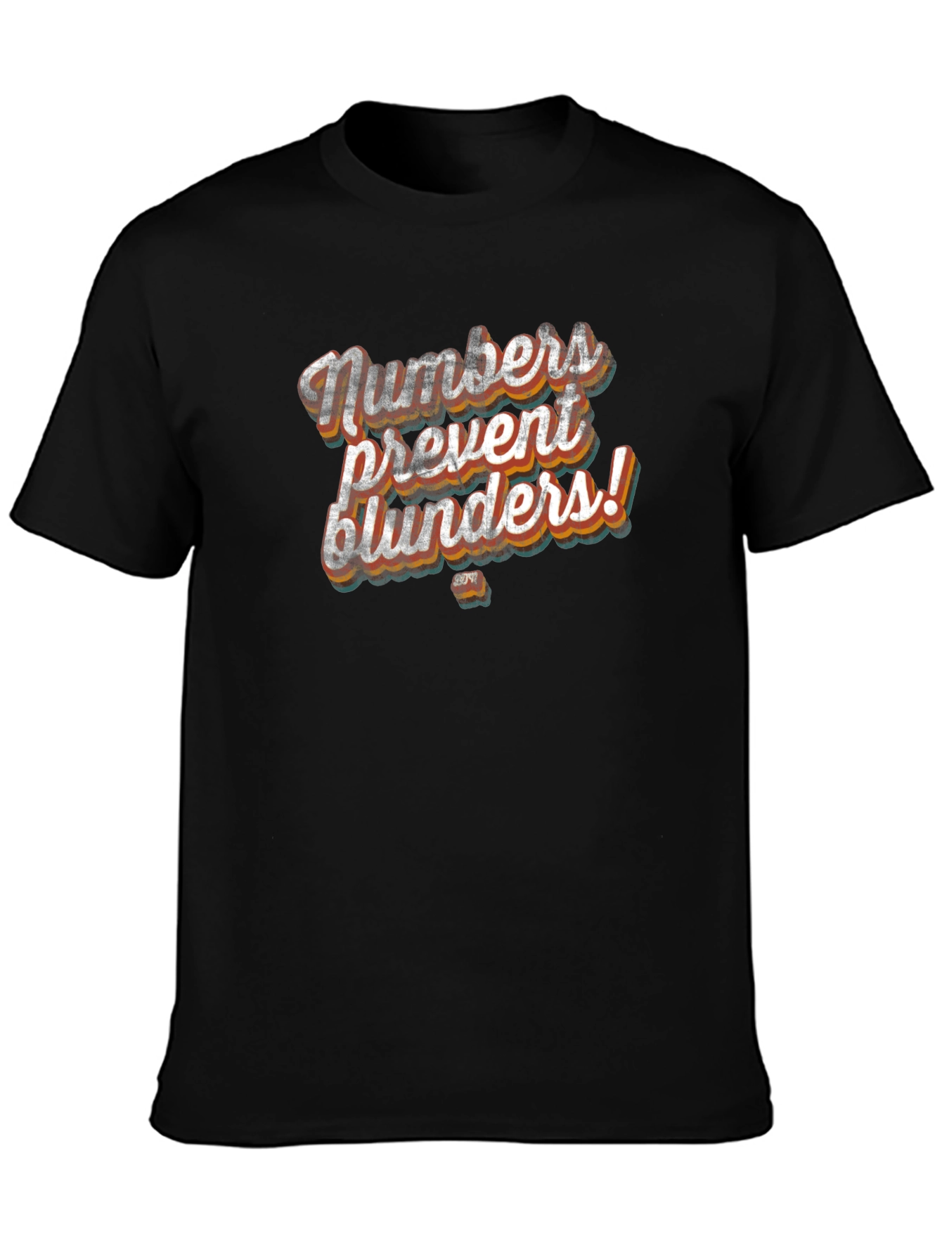 Black Numbers Prevent Blunders! Graphic Tee view 3