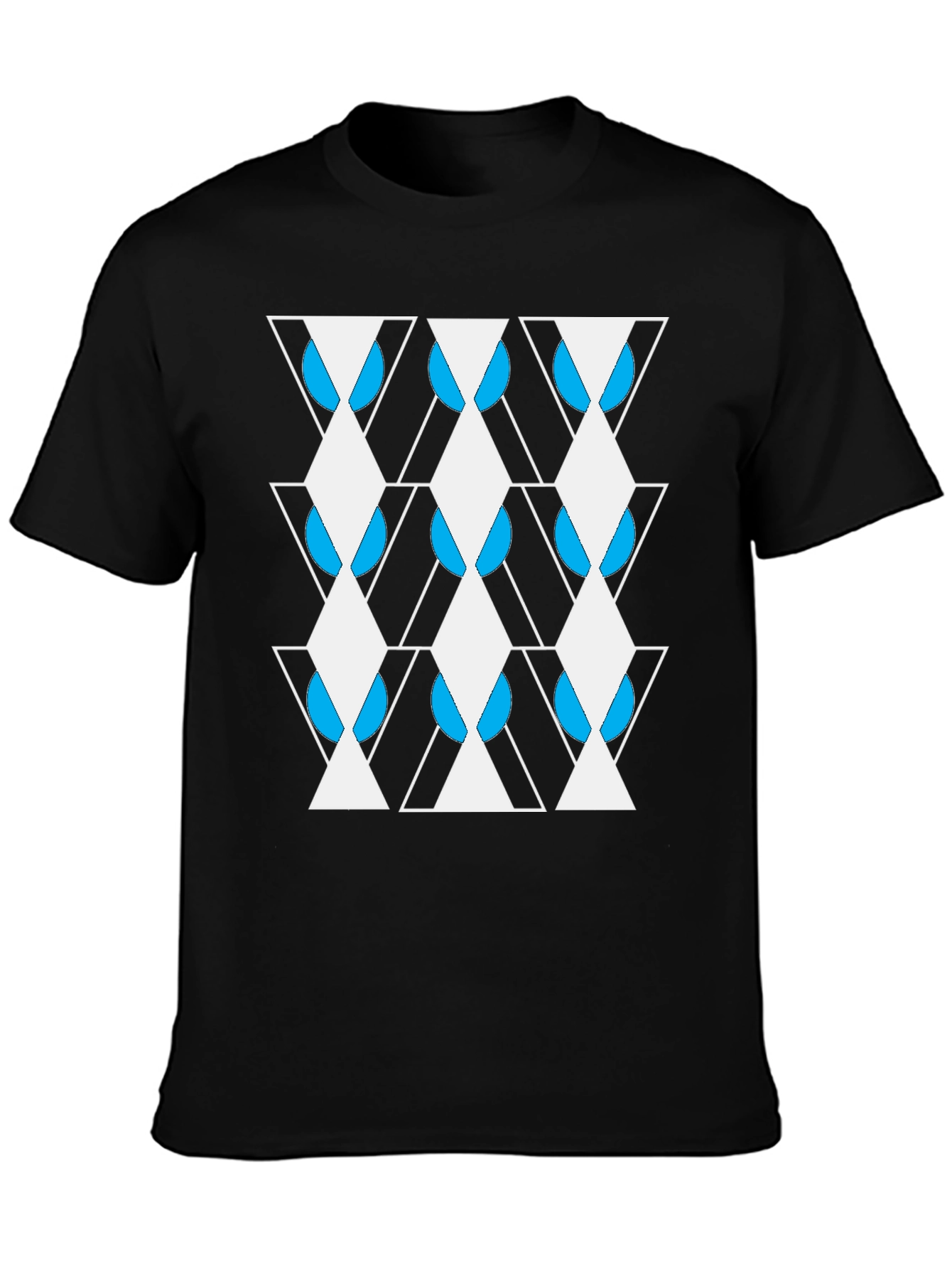 Black Geometric Print Crew Neck T-Shirt view 3