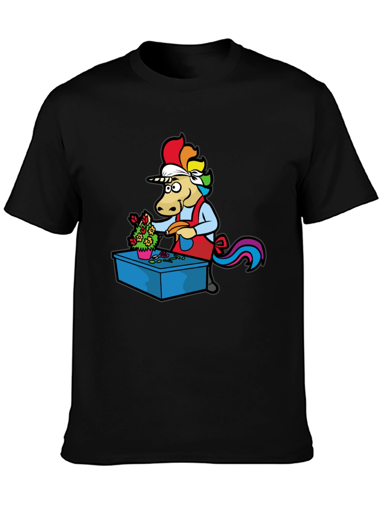 Black Unicorn Baker T-Shirt - Funny Cartoon Tee view 3