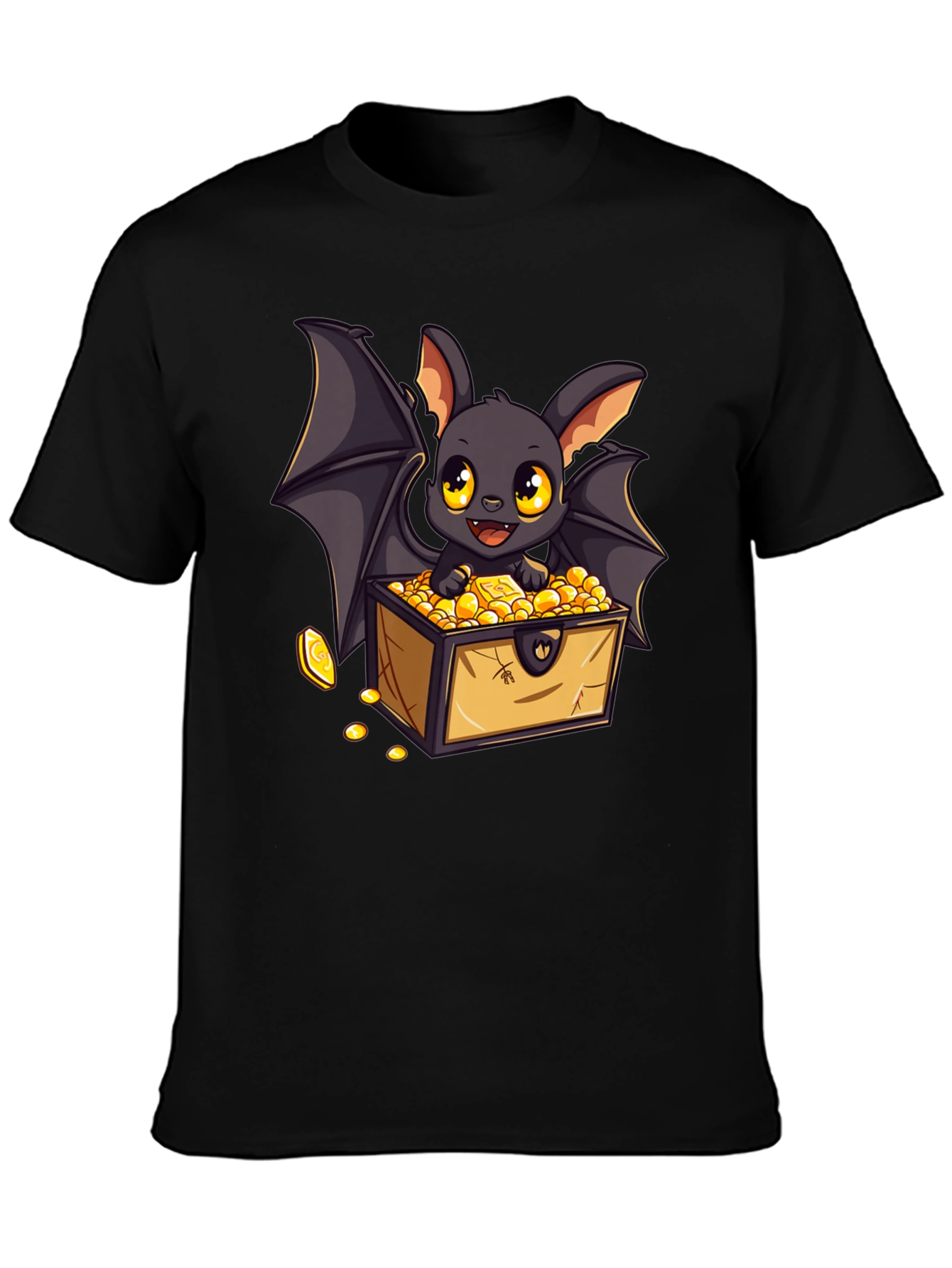 Black Bat Treasure Chest Graphic Tee - Black view 3