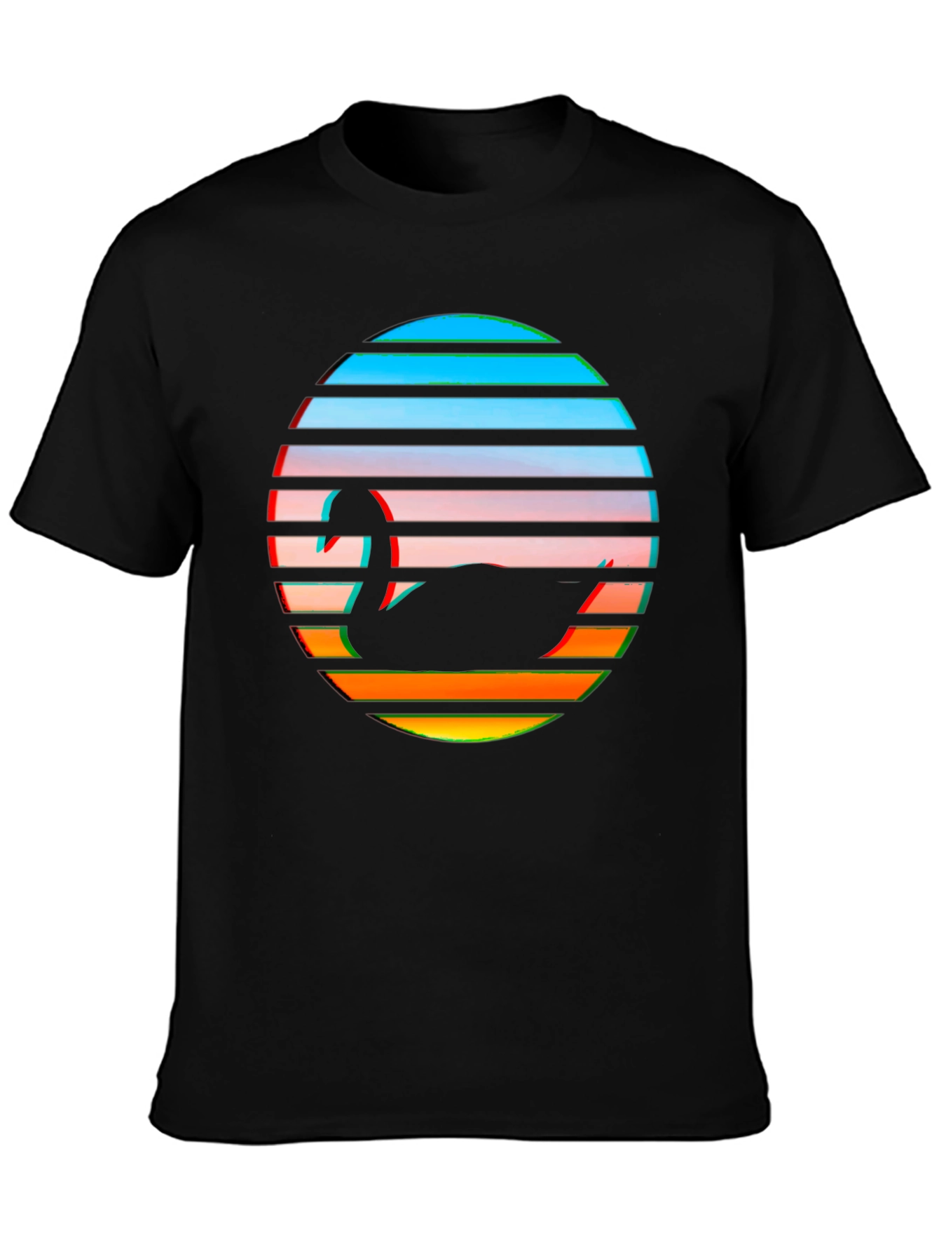 Black Retro Swan Graphic Tee - Black Cotton Blend view 3