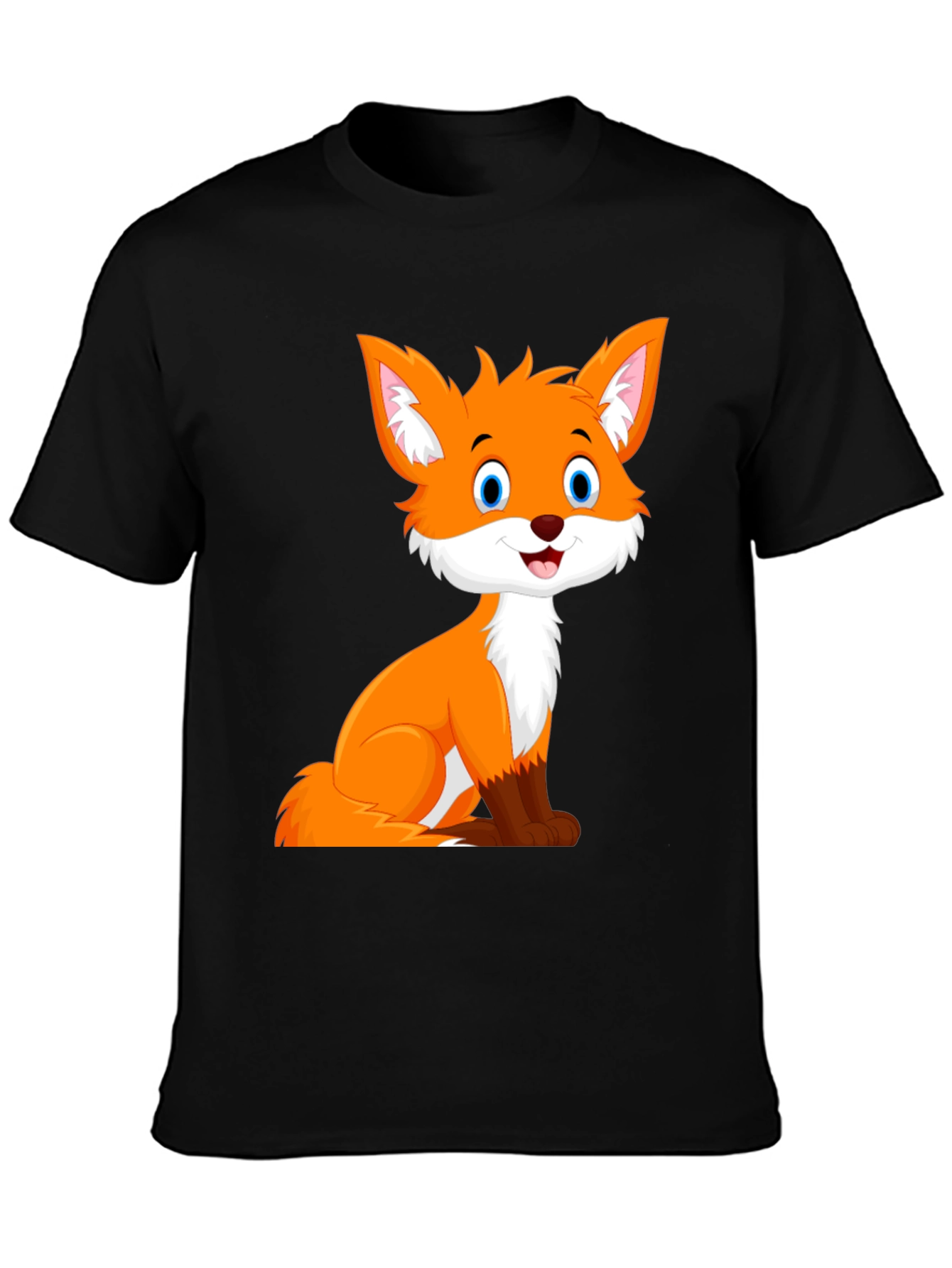 Black Cute Fox Graphic Tee - Black Unisex T-Shirt view 3