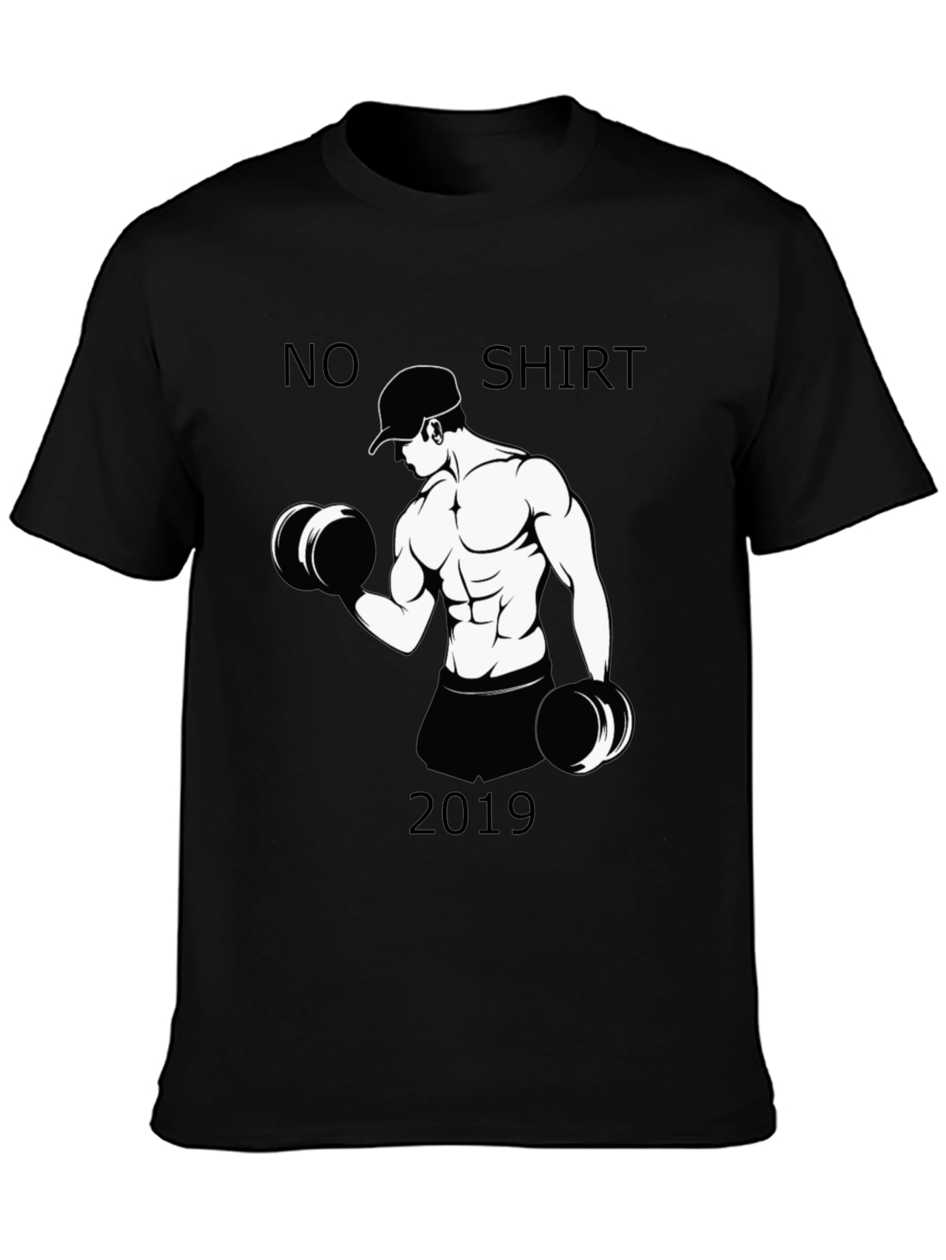 Black Funny No Shirt 2019 Workout T-Shirt view 3