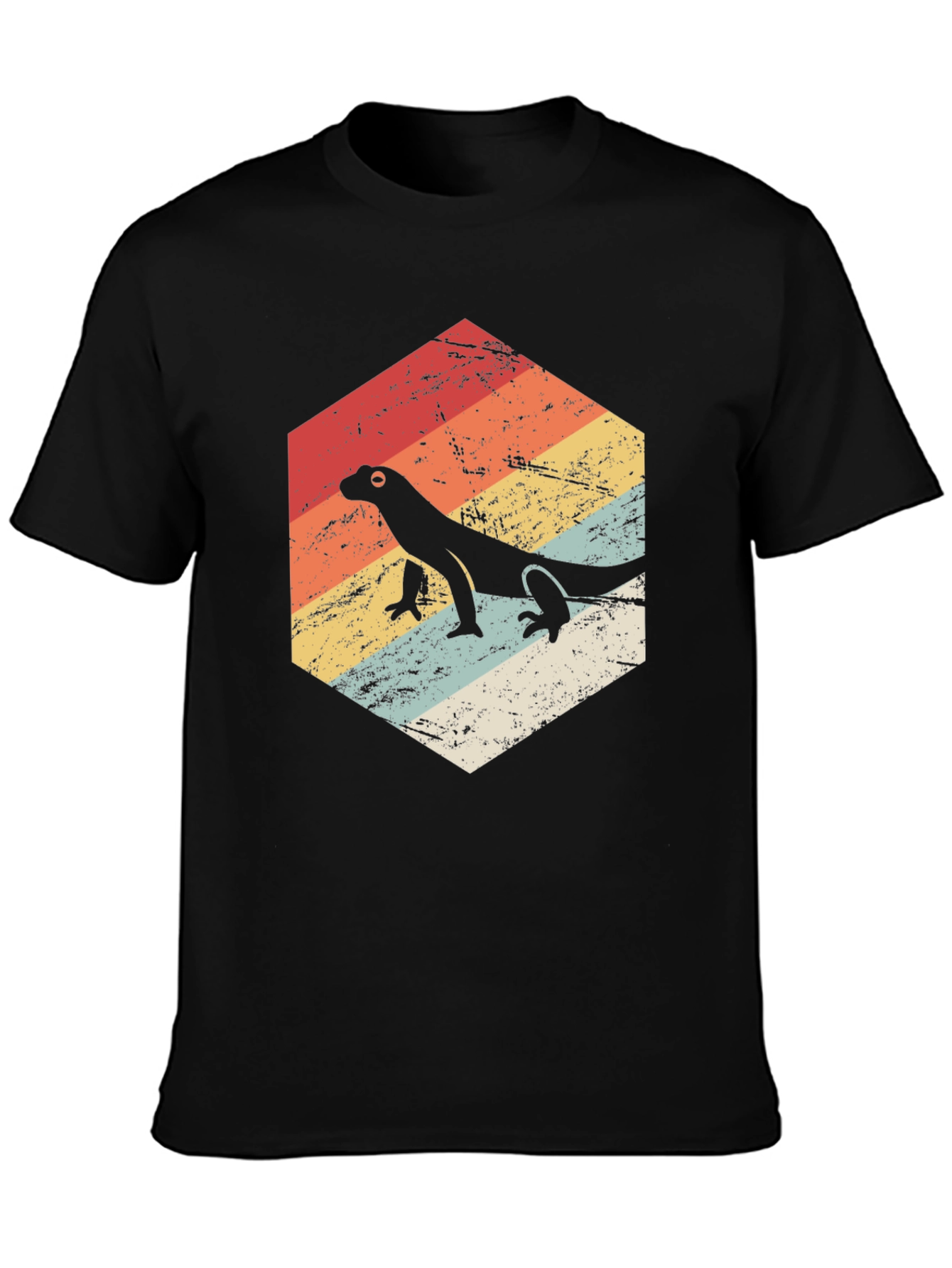 Black Retro Lizard T-Shirt - Vintage Reptile Tee view 3