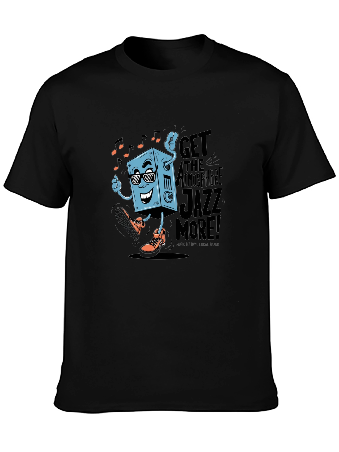 Black Cool Jazz Graphic Tee - Black Cotton T-Shirt view 3