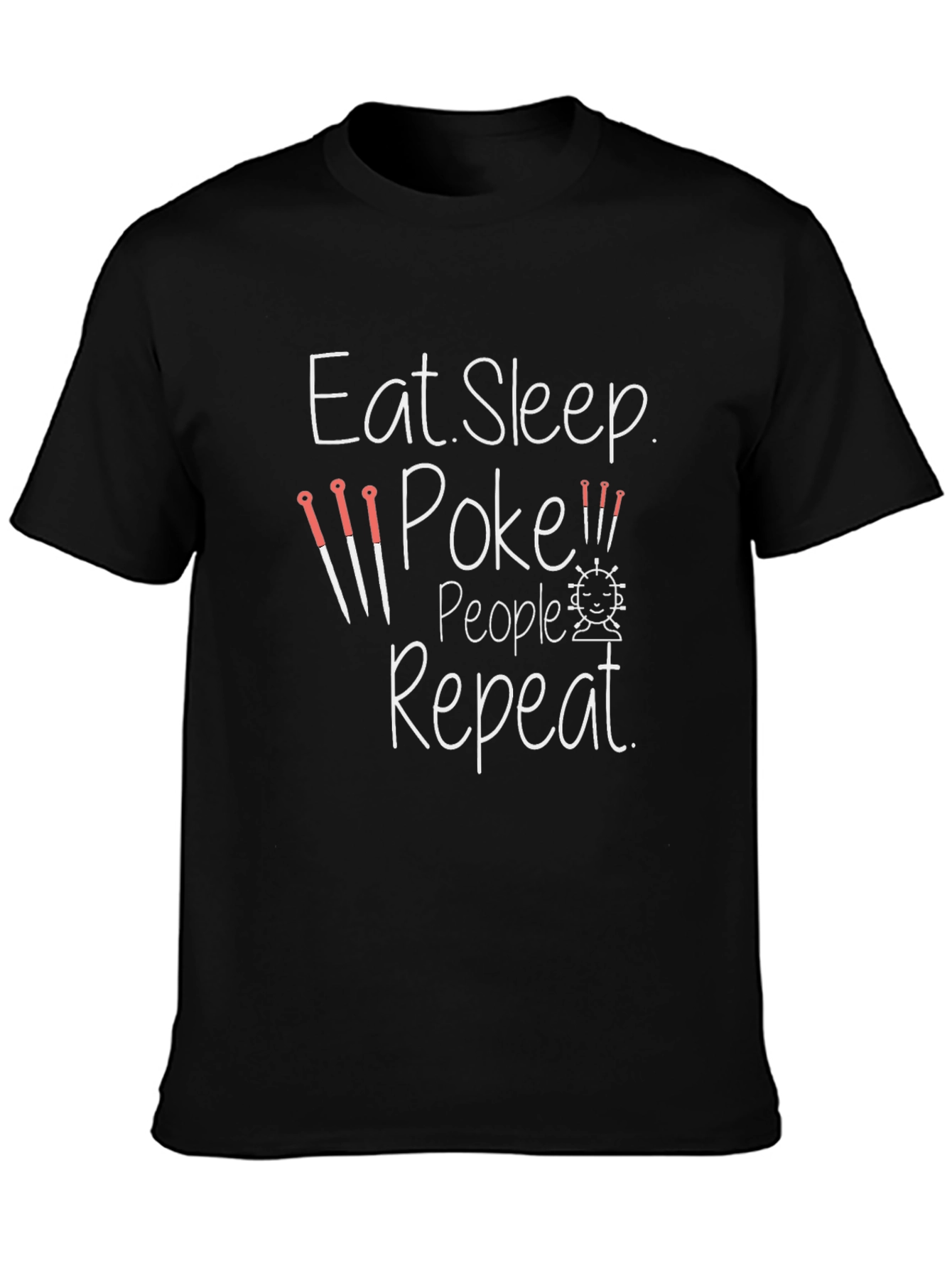 Black Eat Sleep Poke People Repeat Black T-Shirt view 3