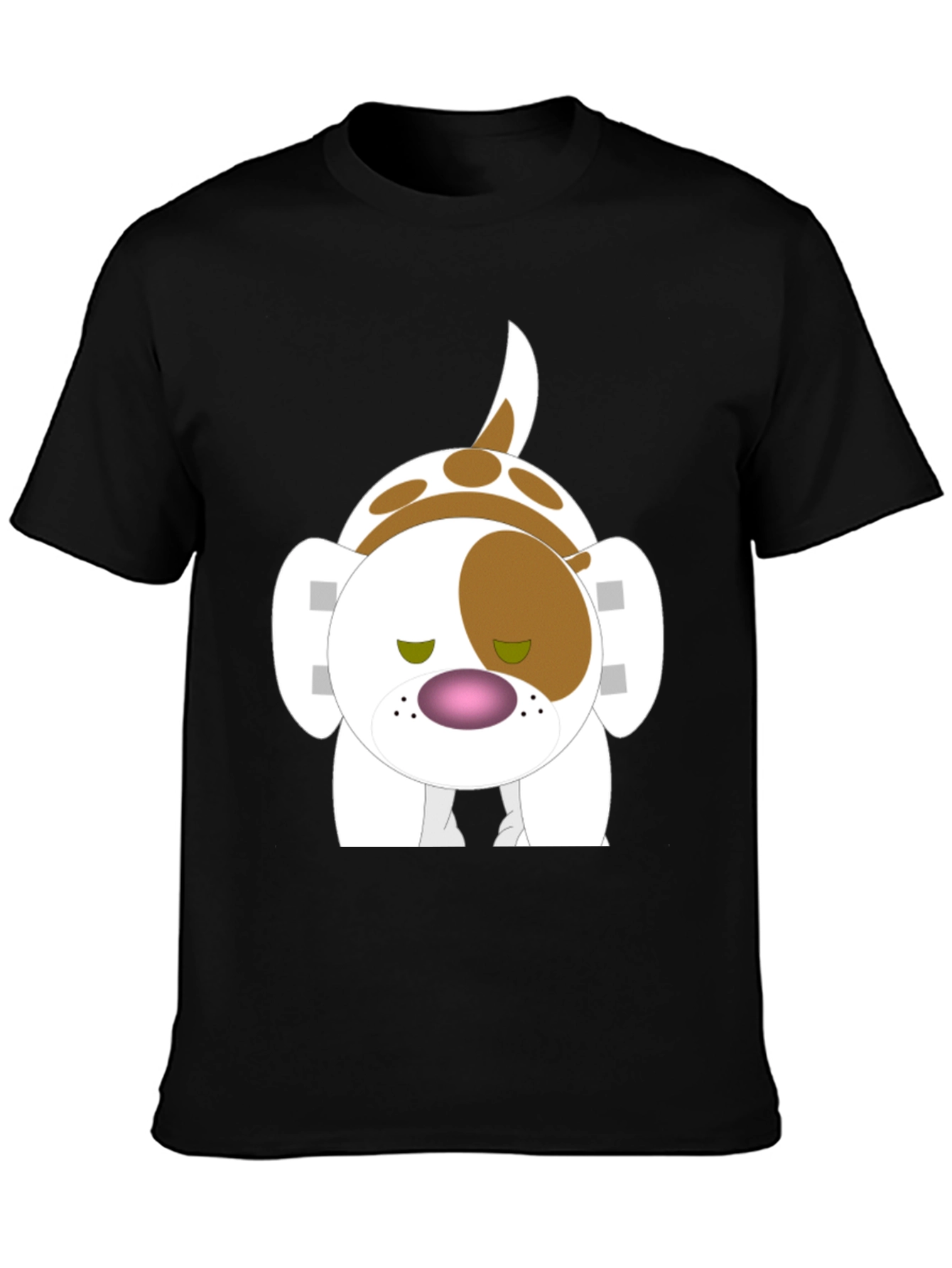 Black Cartoon Dog Print T-Shirt - Soft Cotton Tee view 3