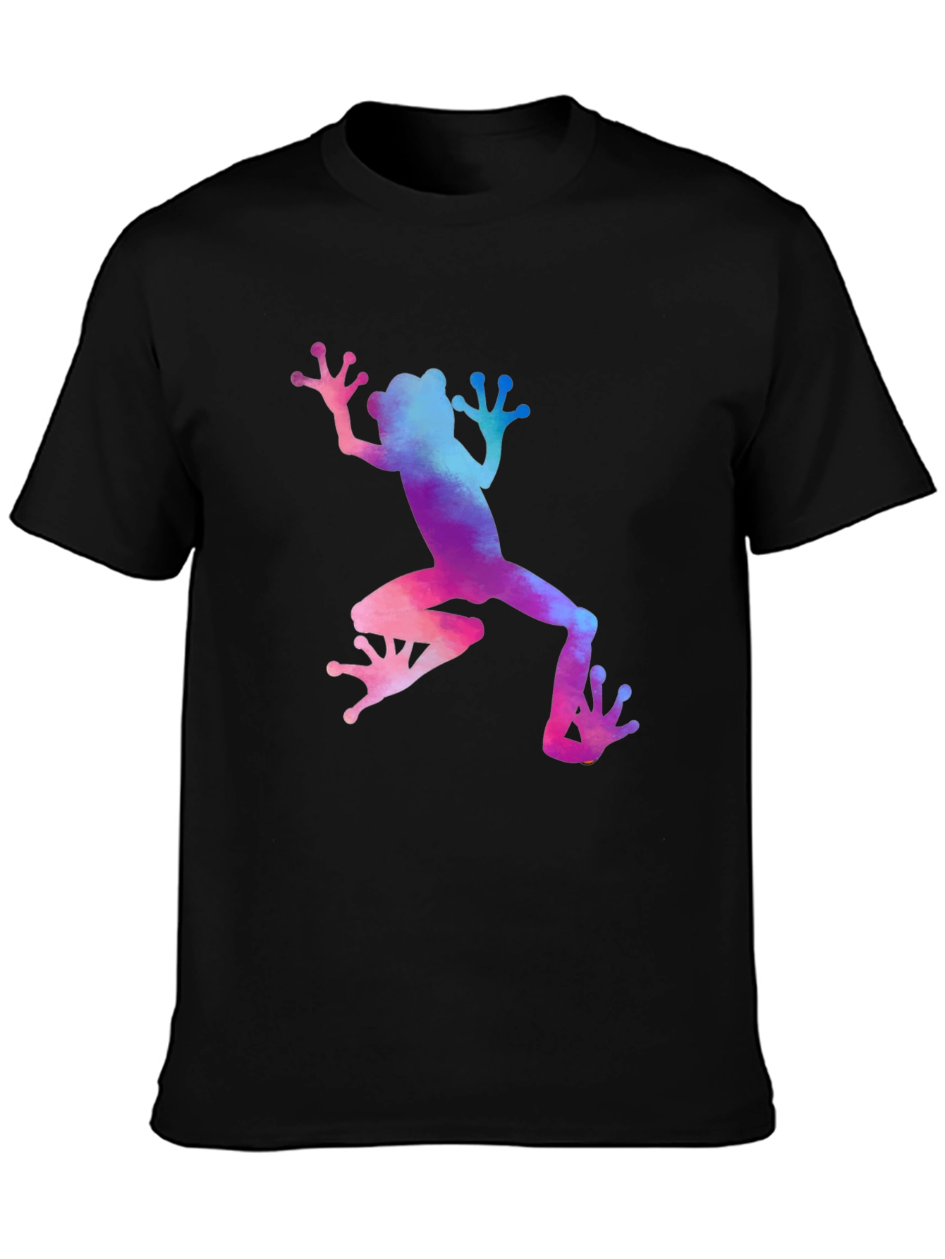 Black Watercolor Frog Graphic Tee - Cool Nature T-Shirt view 3