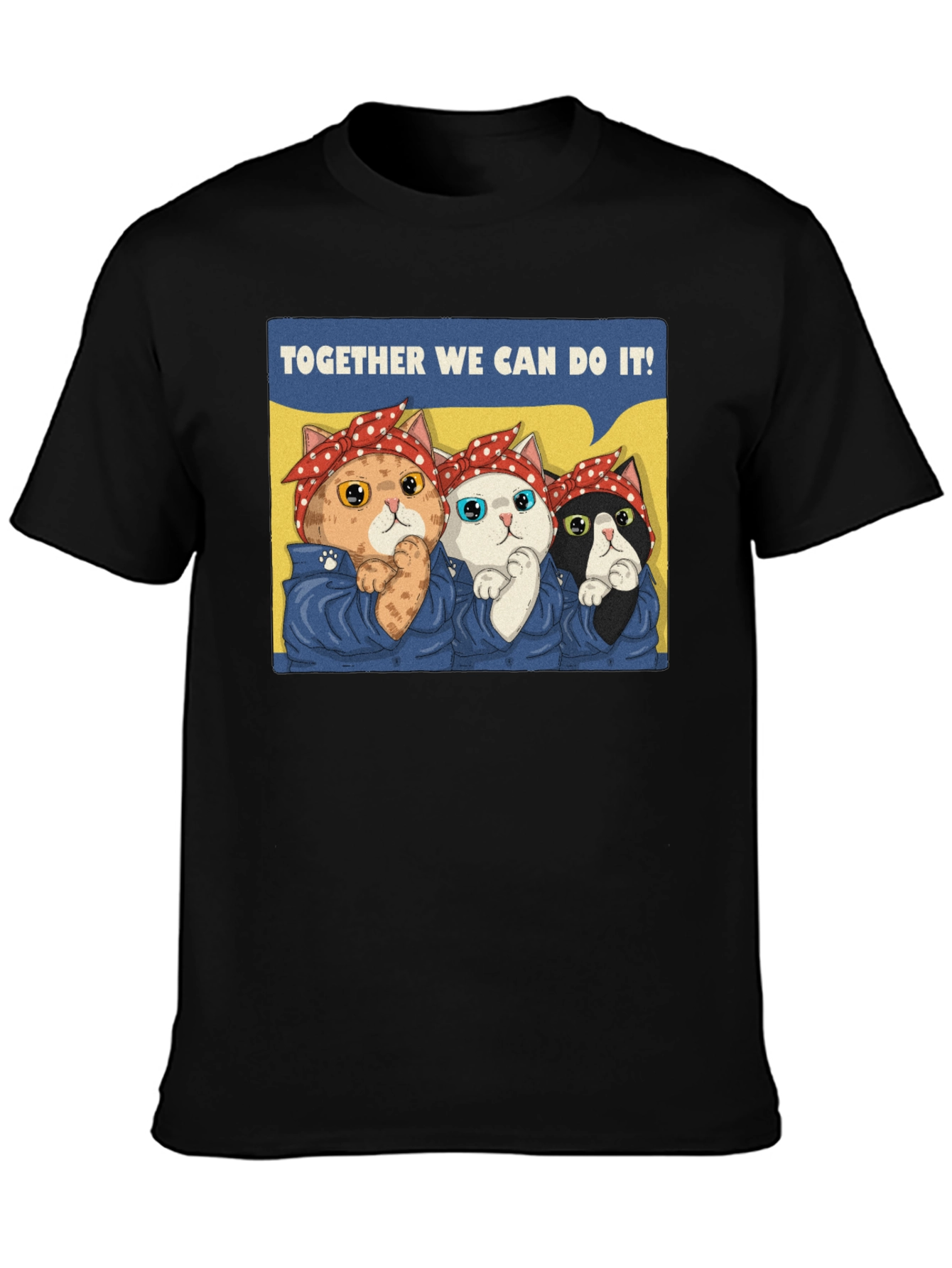 Black Rosie the Riveter Cats T-Shirt view 3