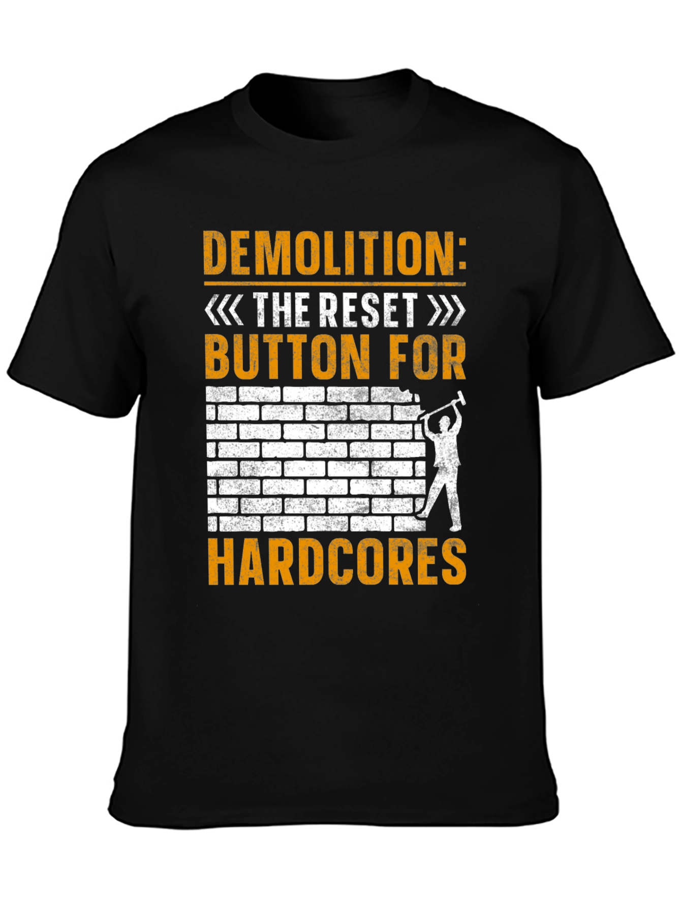 Black Demolition Reset Button Hardcore T-Shirt view 3
