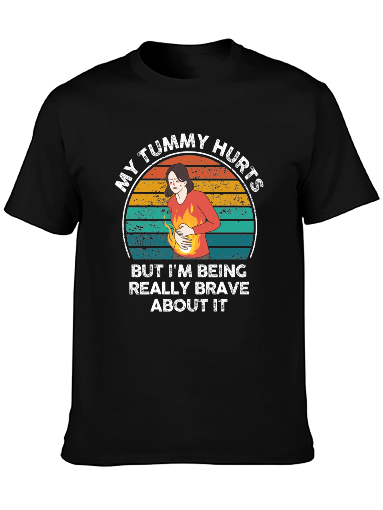 Black My Tummy Hurts Funny Graphic Tee view 3