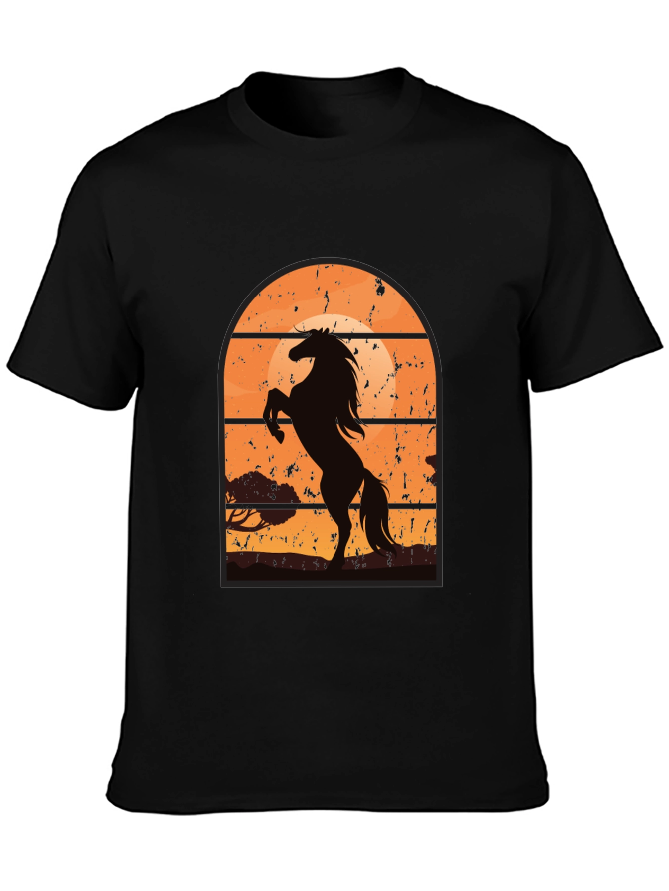 Black Horse Sunset Graphic T-Shirt view 3