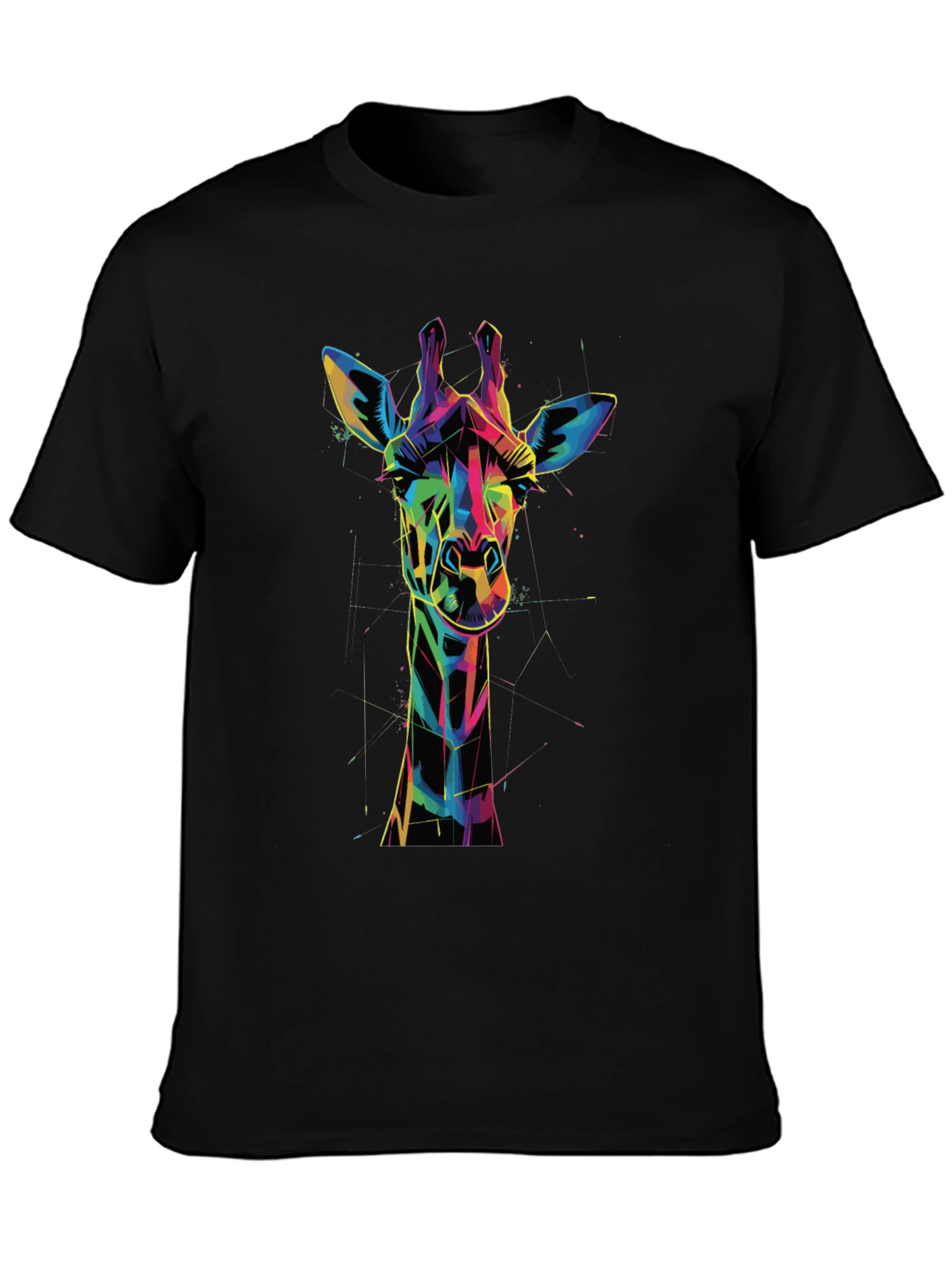 Black Geometric Giraffe Graphic Tee view 3