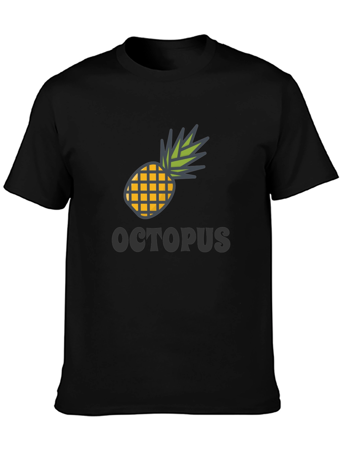 Black Pineapple Octopus Graphic Tee - Black Cotton Blend view 3