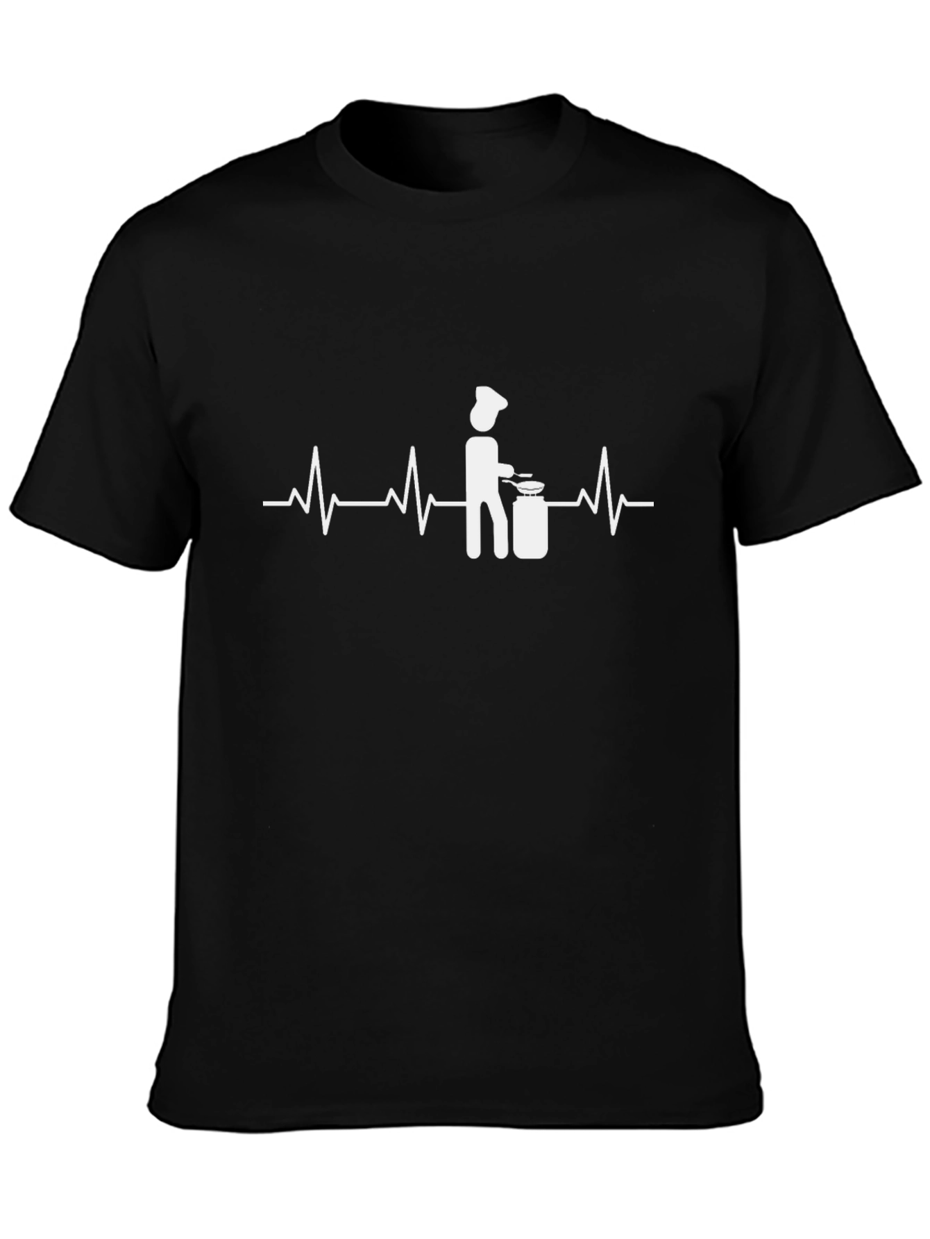 Black Chef's Heartbeat T-Shirt - Culinary Passion view 3