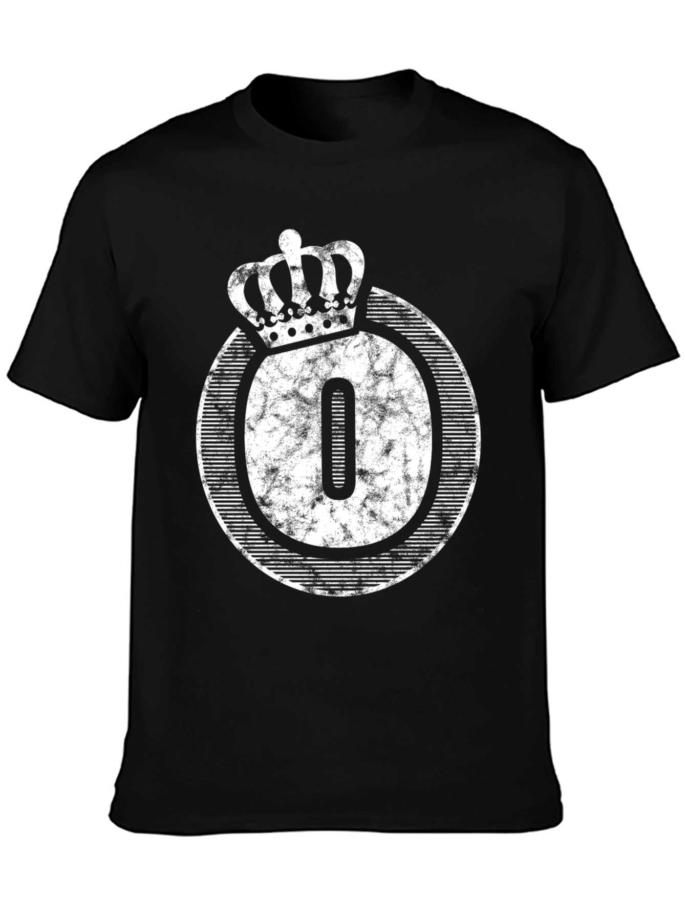 Black King Number Zero Graphic Tee - Distressed Crown Design view 3