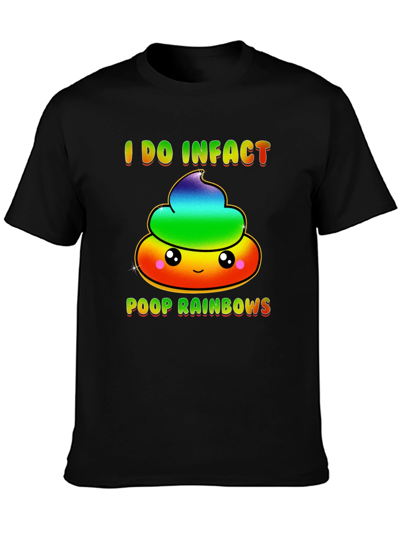 Black Rainbow Poop T-Shirt, Funny Graphic Tee view 3