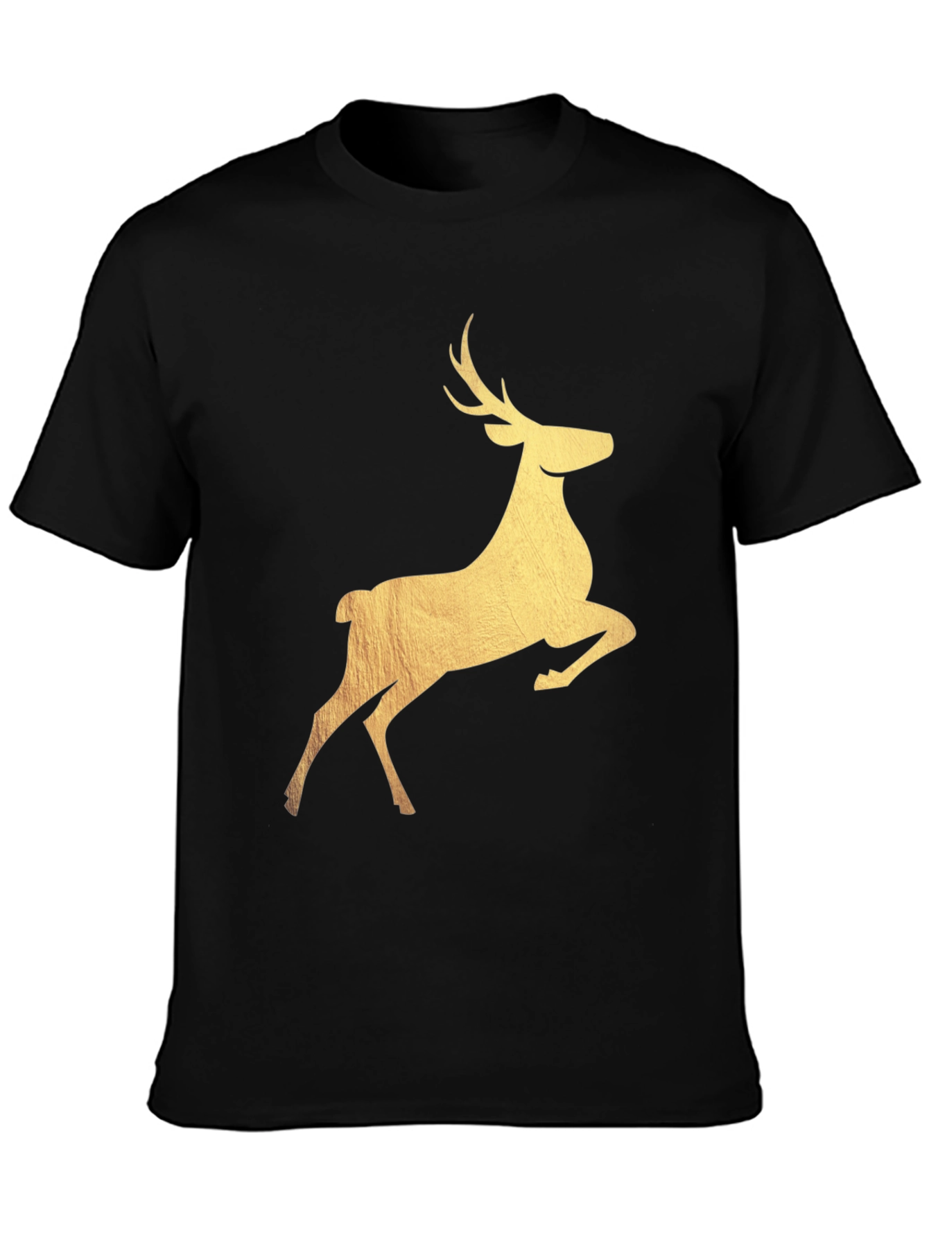 Black Reindeer Graphic Black T-Shirt view 3