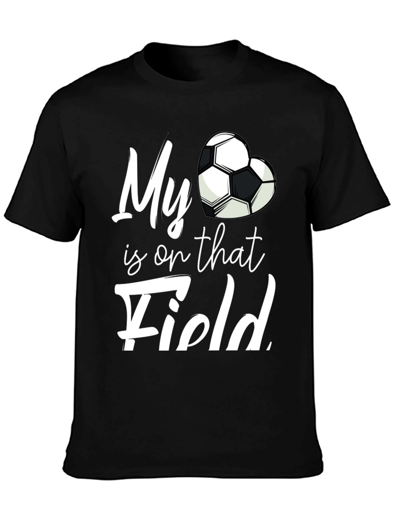 Black My Heart is on That Field Soccer Fan T-Shirt view 3