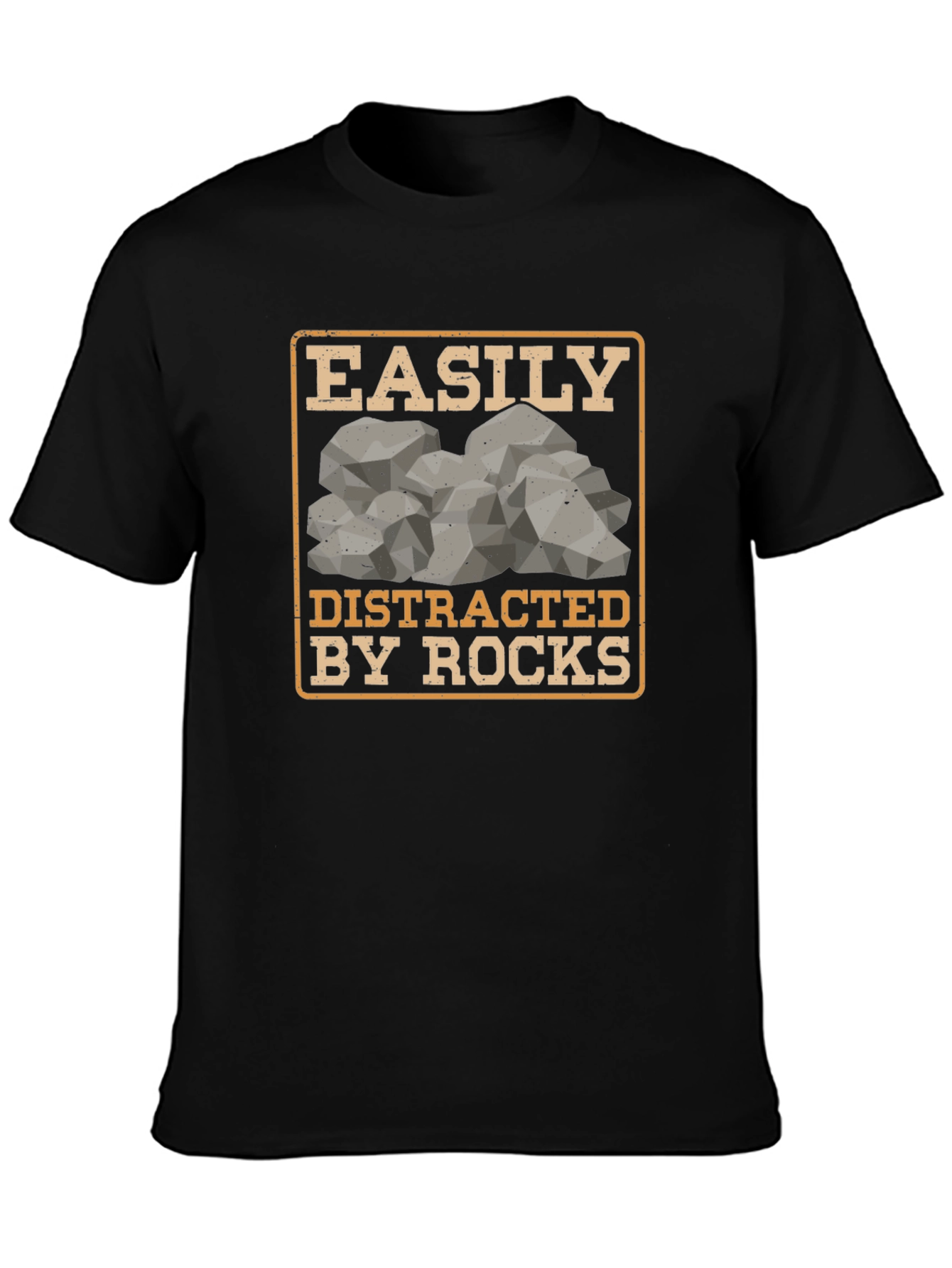 Black Easily Distracted By Rocks Graphic Tee view 3