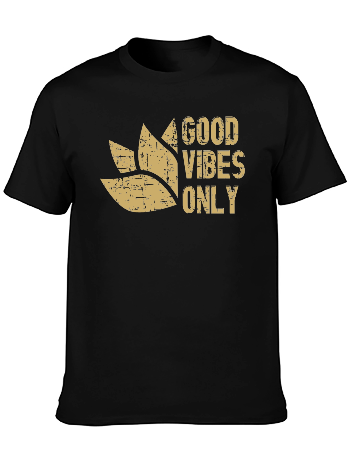 Black Good Vibes Only Graphic Tee - Black Cotton Blend view 3