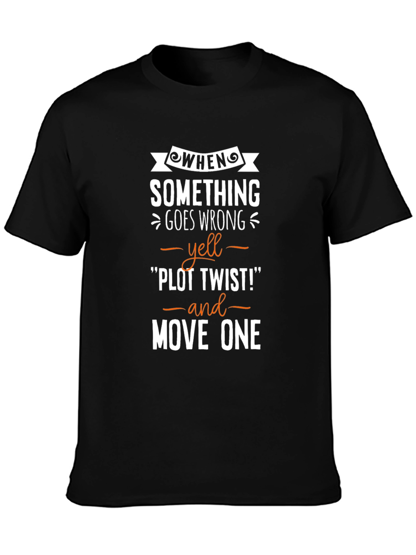 Black Plot Twist Tee - Funny Problem Solving Black T-Shirt view 3