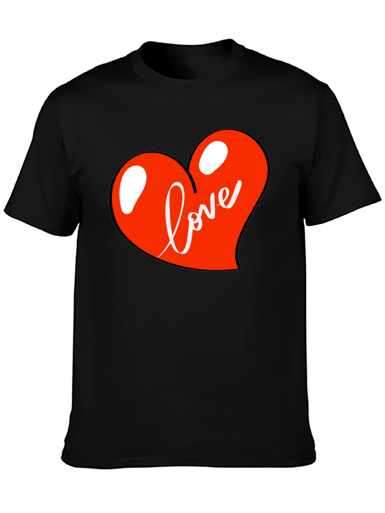 Black Love Heart Graphic Tee - Black Casual Shirt view 3